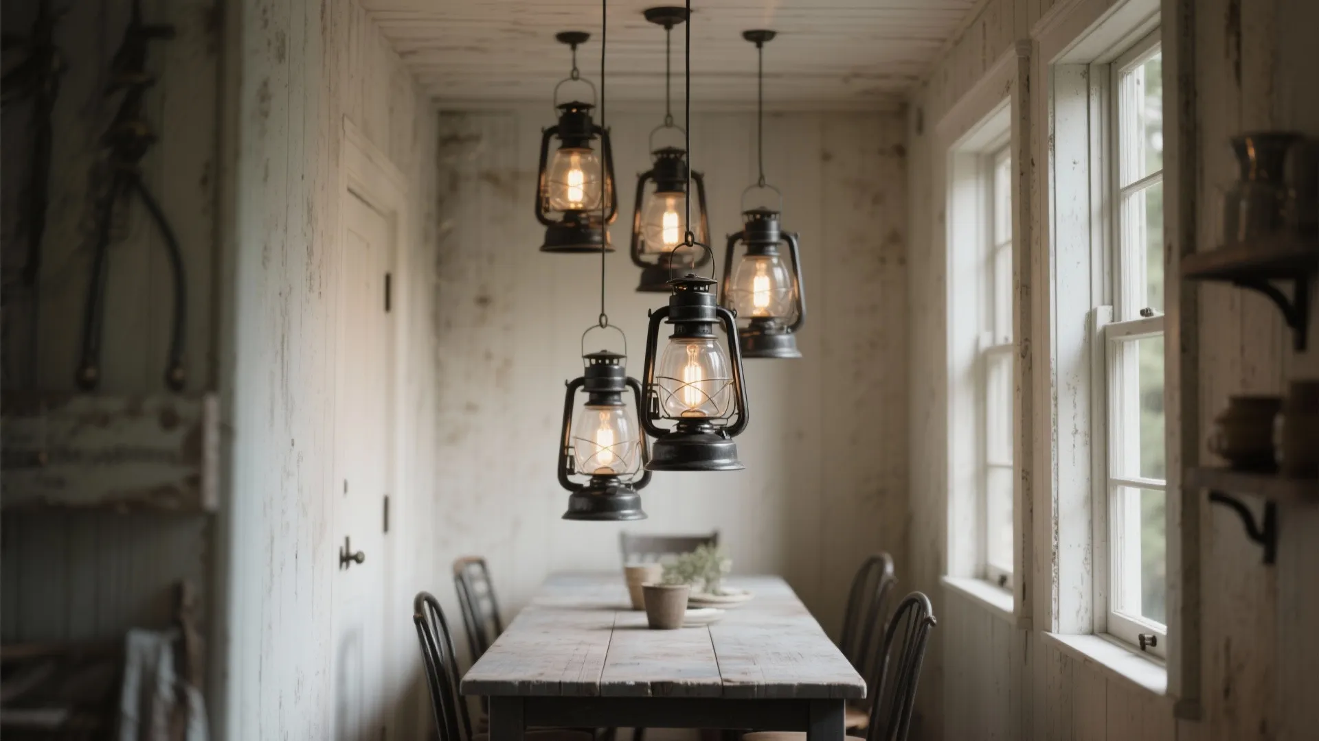 2. Antique Metal Lantern Cluster