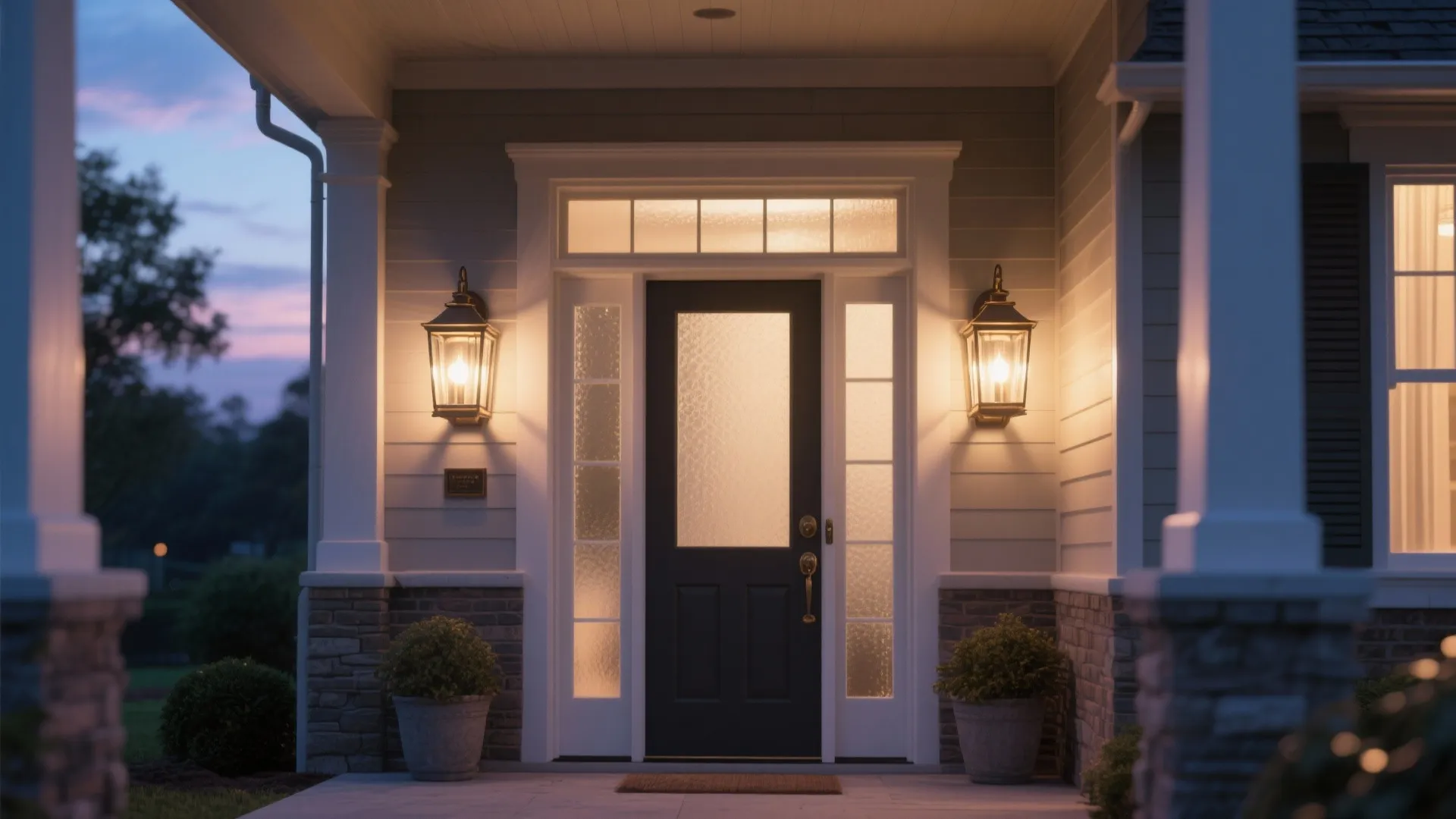 2. Lantern-style LED fixtures for transitional homes