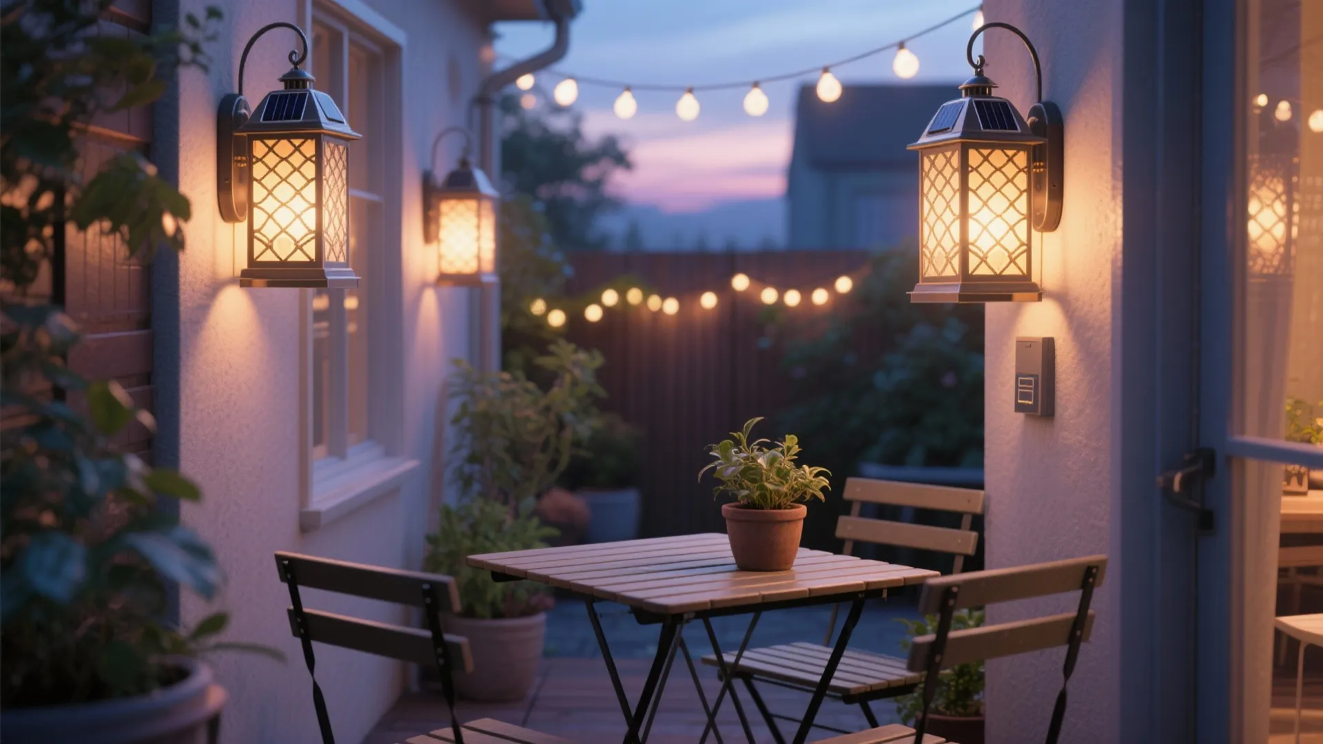 3. Decorative solar lantern-style wall lights for patios