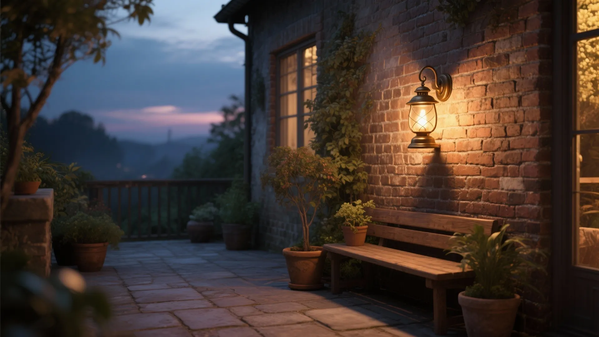 2. Lantern-Style Fixture for Rustic Patios