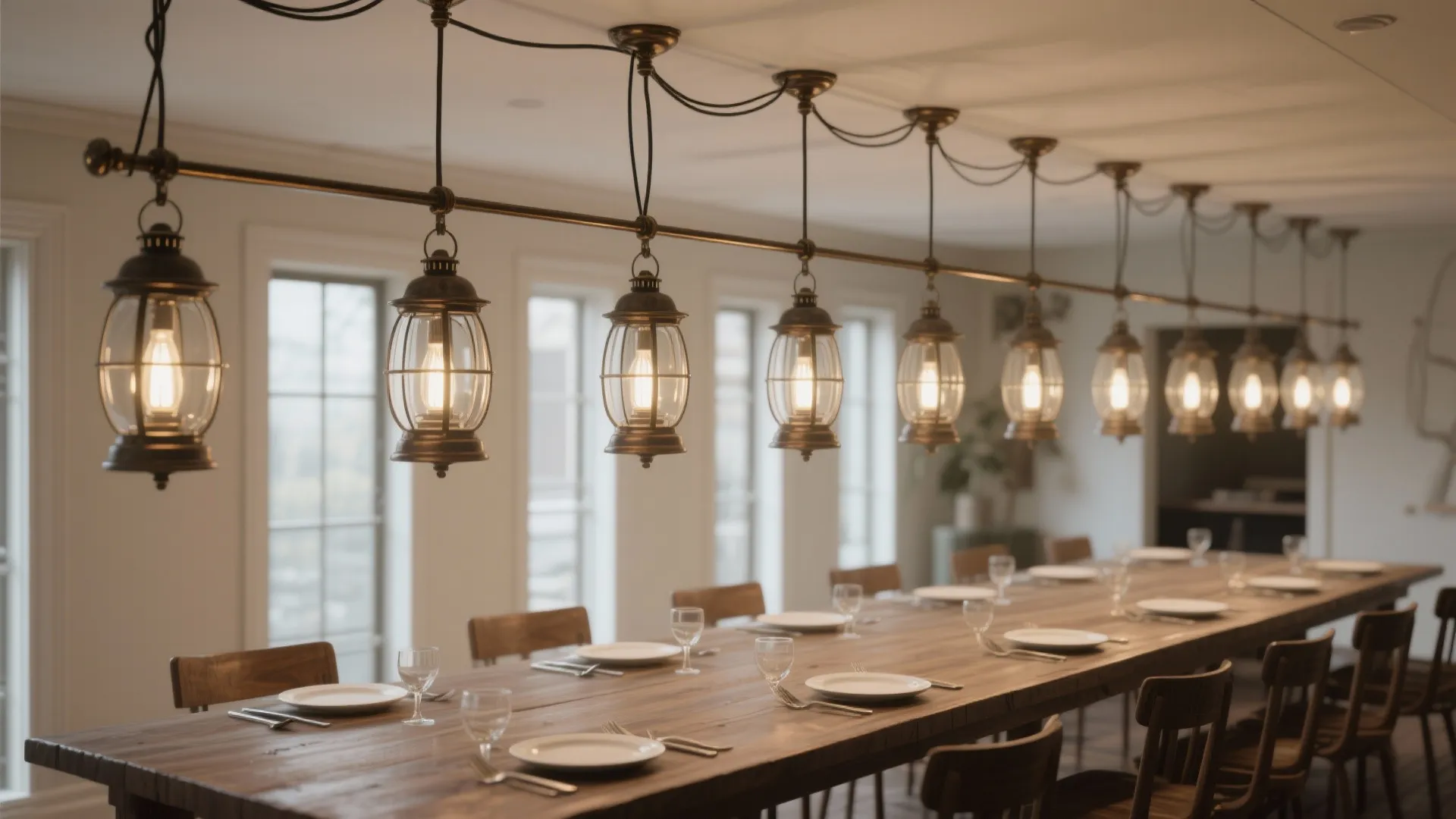 3. Lantern-Style Pendant Cluster