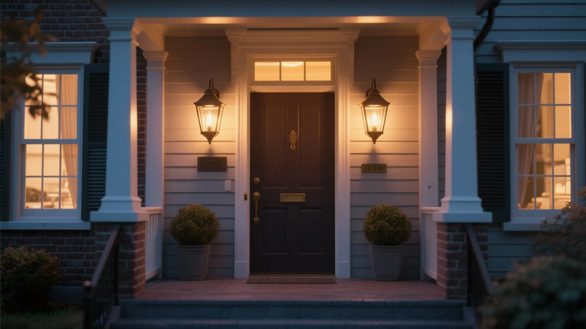 3. Lantern-style fixtures for warm, welcoming appeal