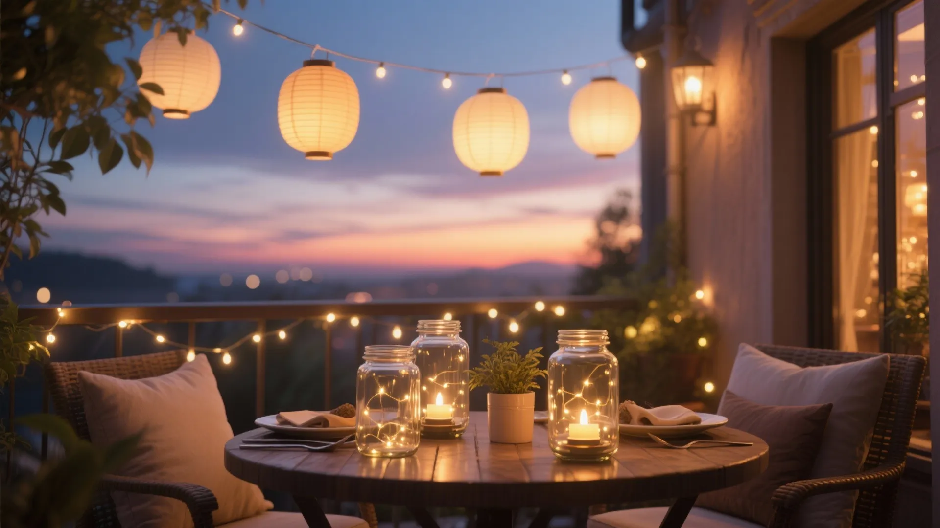 4. Decorative Jar and Lantern Displays