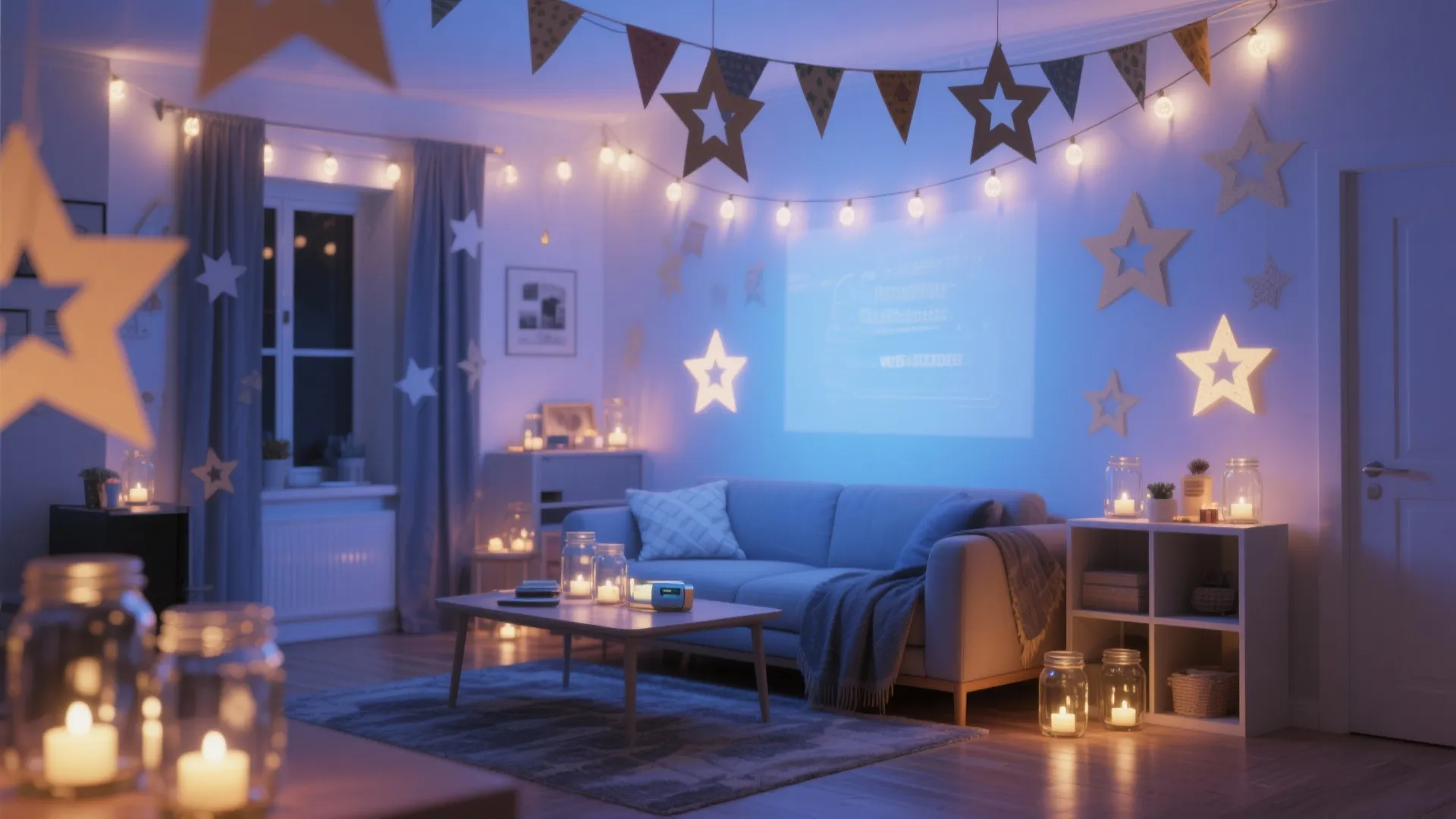 5. Paper Lanterns, String Lights, and Projection