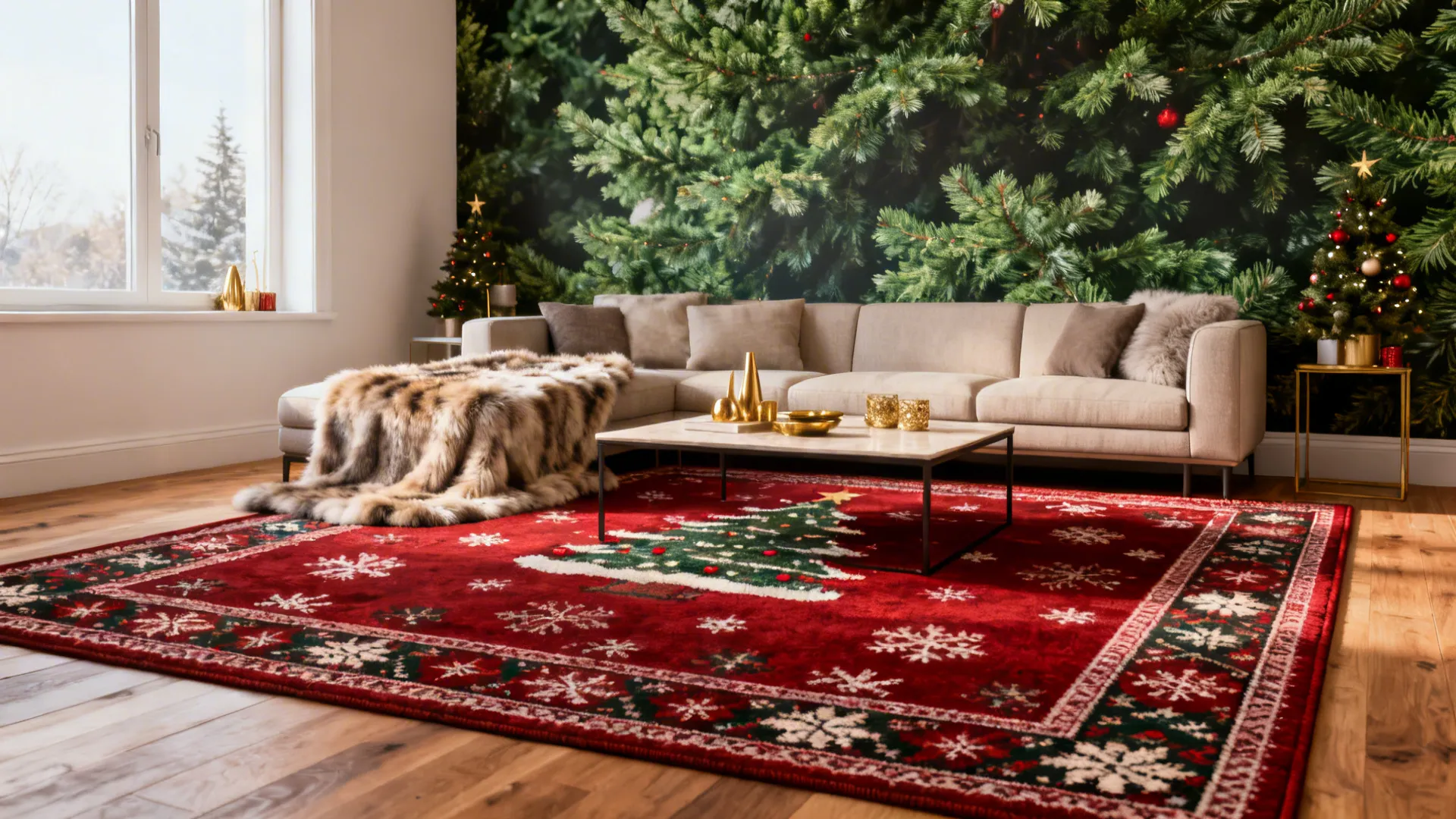 Large Christmas Rugs: 5 Festive Living Room Ideas: How to use large Christmas rugs to transform your living room with cozy style and smart layout tips