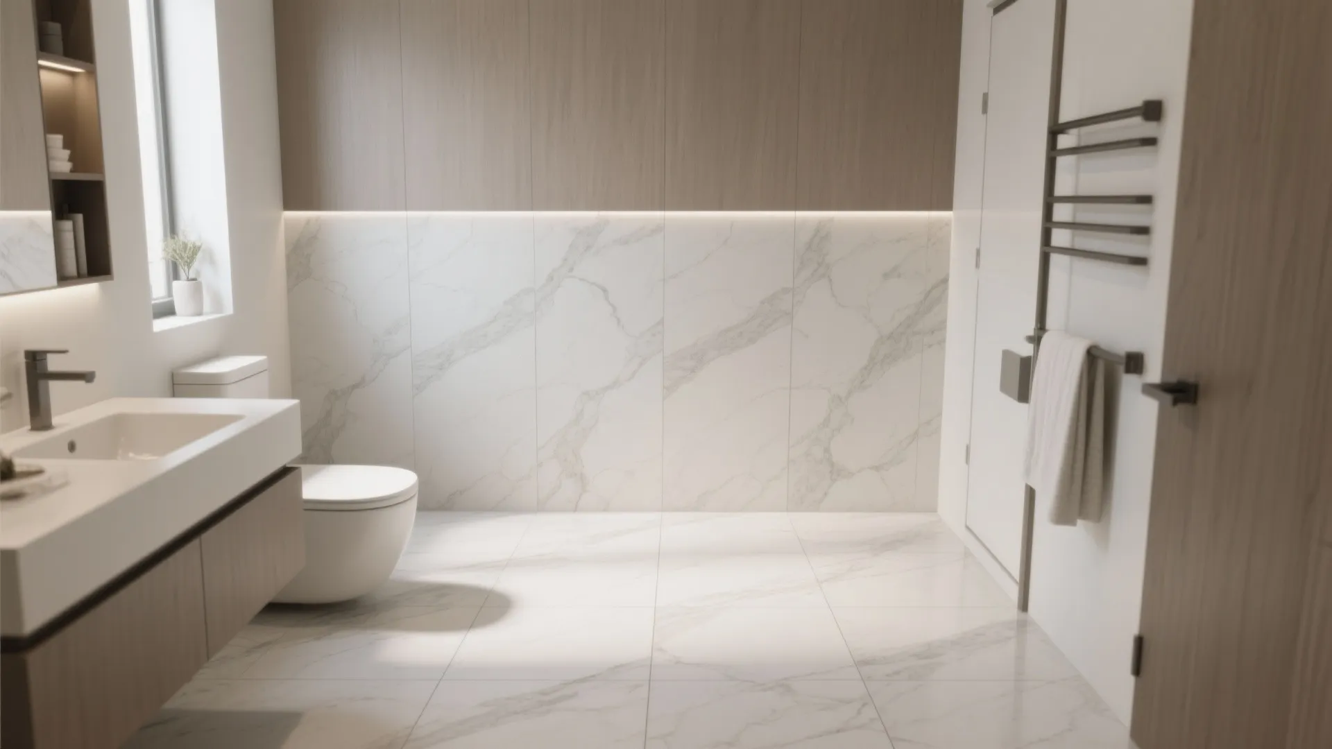 Large-format porcelain to visually expand