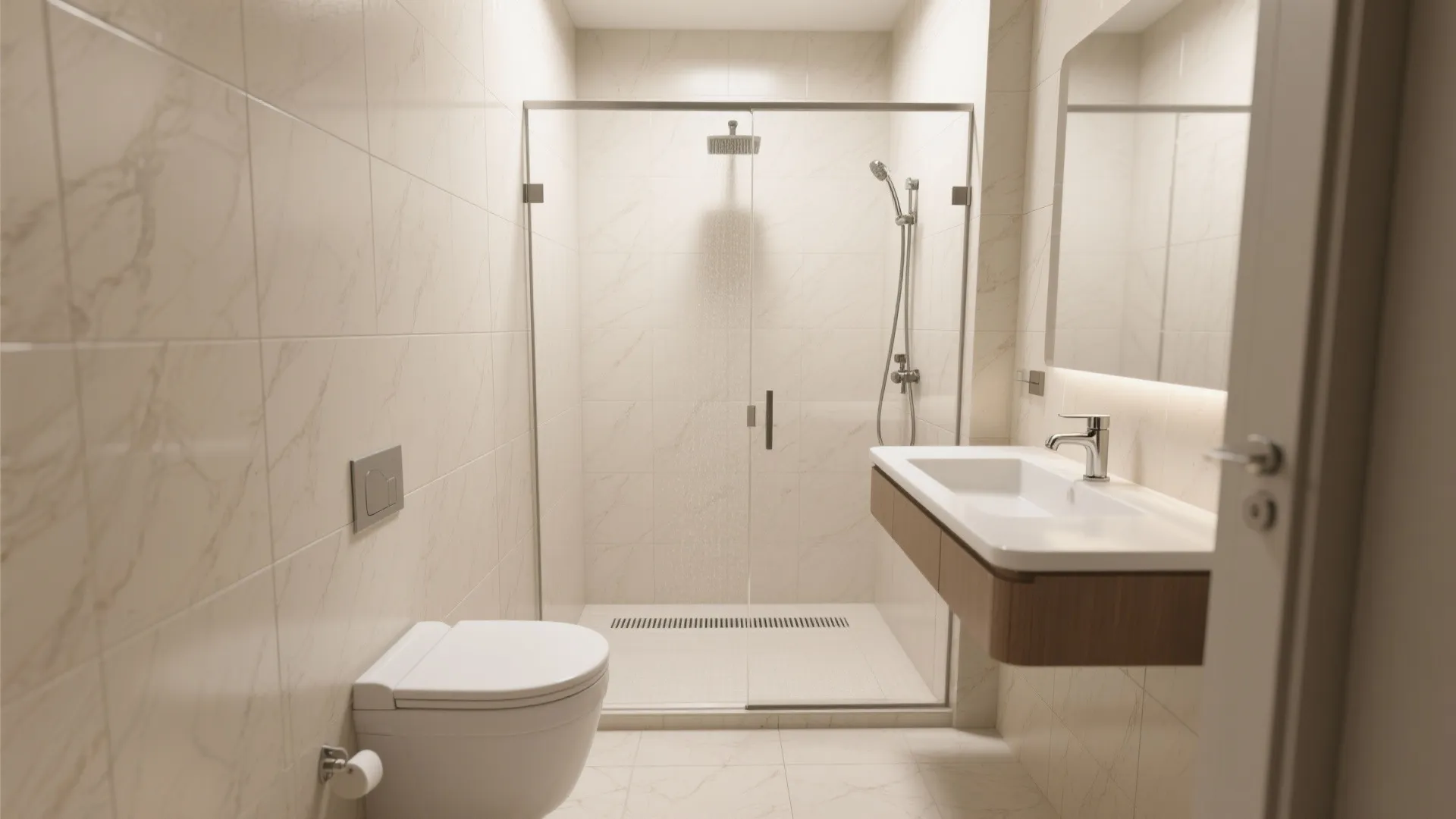 Large-Format Beige Porcelain for a Seamless Look