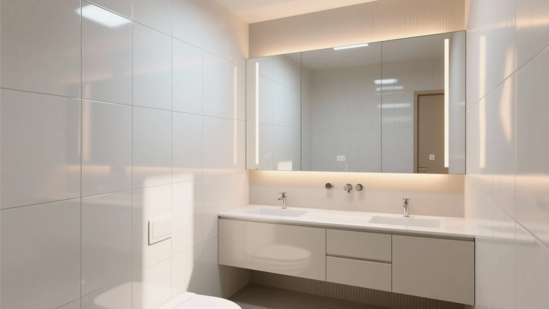 Light-Toned, Large-Format Tiles That Minimize Grout Lines