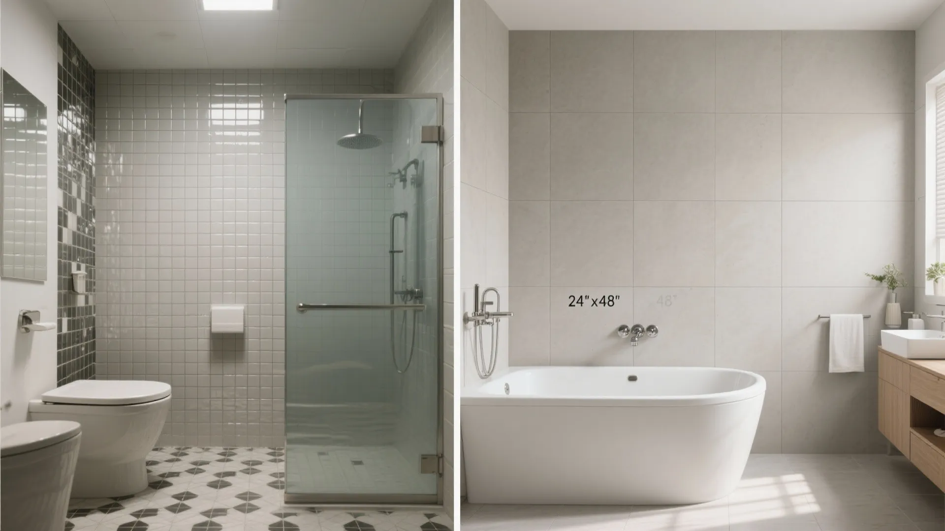 Large-Format Matt Tiles to Minimize Grout Lines