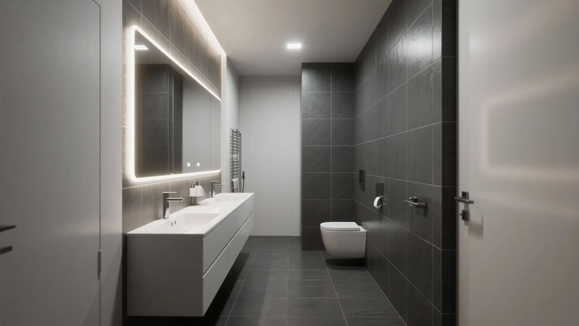 2. Large-format tiles to visually expand the space