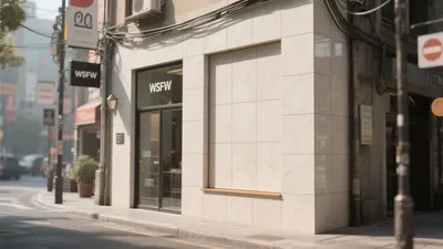 Modern Commercial Facade with Marble Cladding