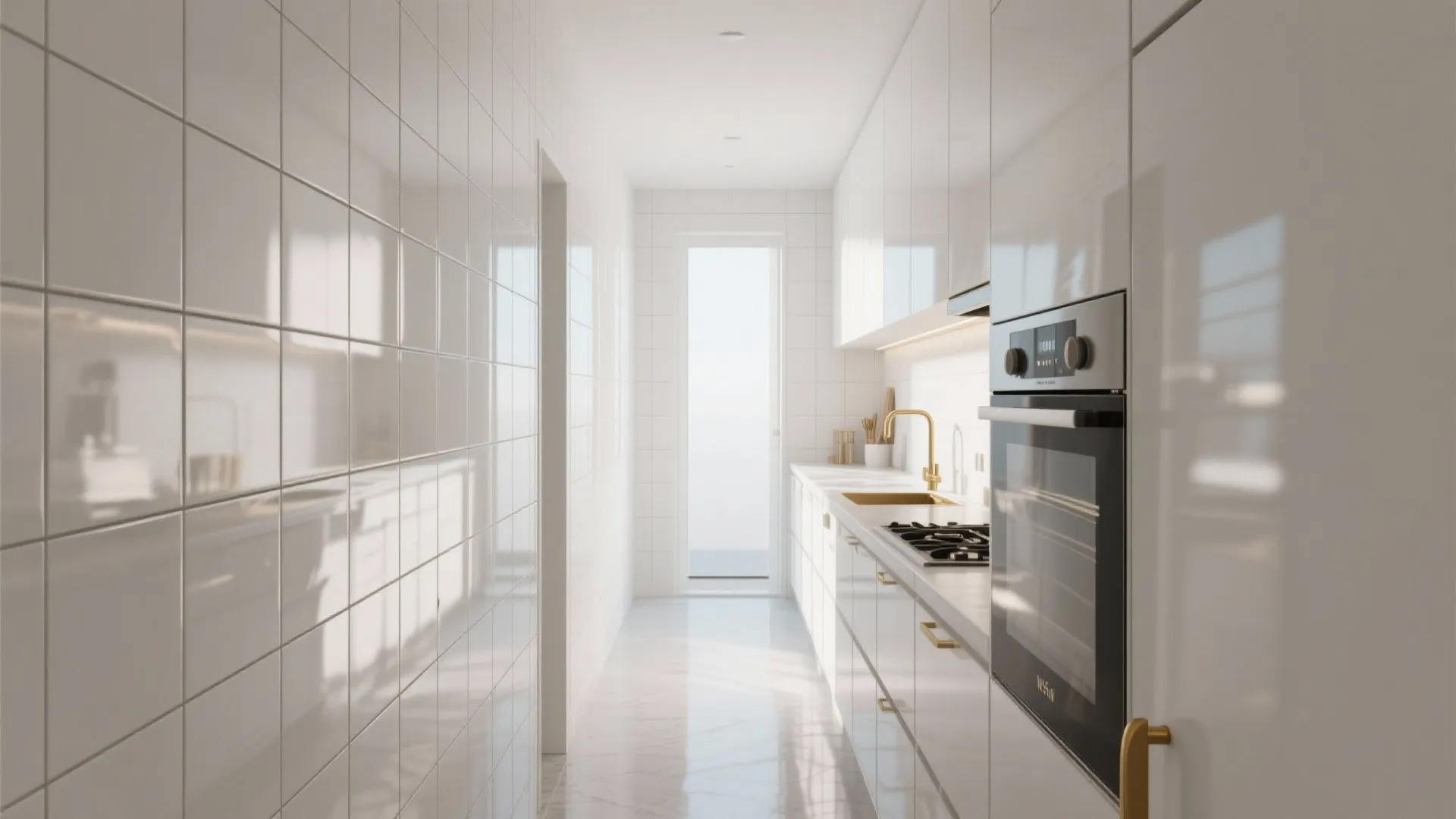 2. Glossy Large Format Tiles for Seamless Walls