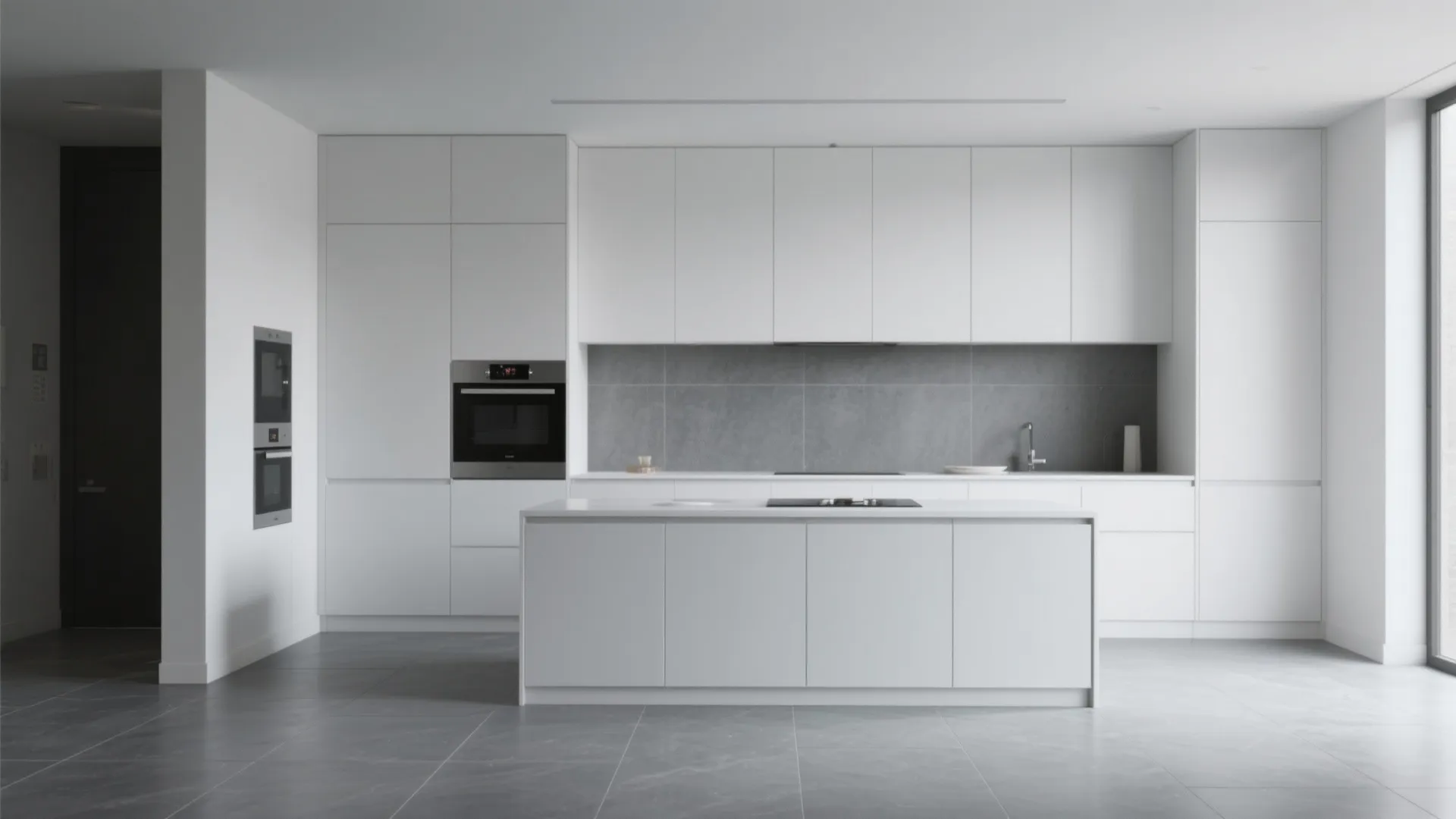 4. Neutral Large-Format Slate or Concrete Tiles