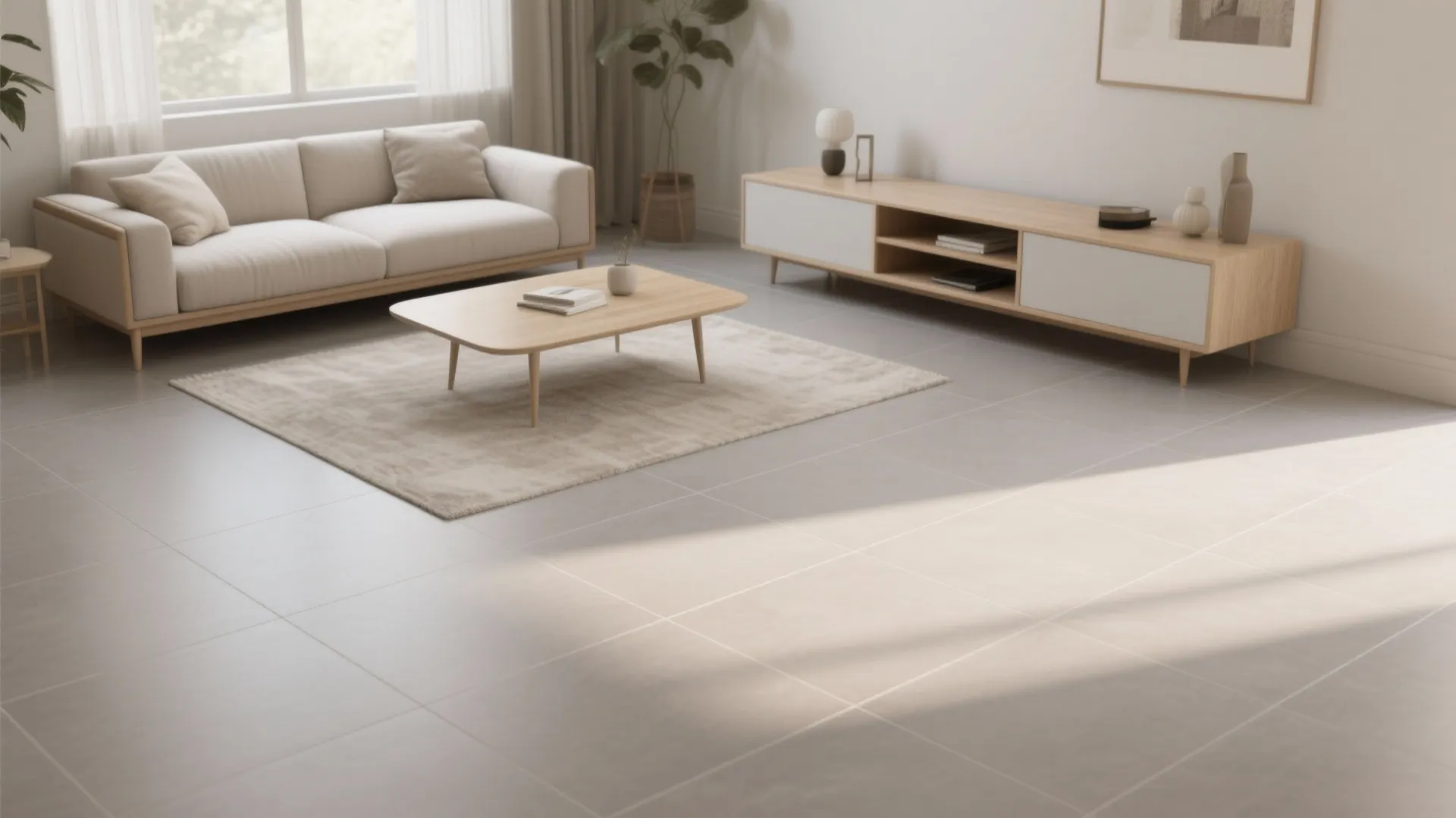 1) Large-Format Porcelain, Minimal Grout