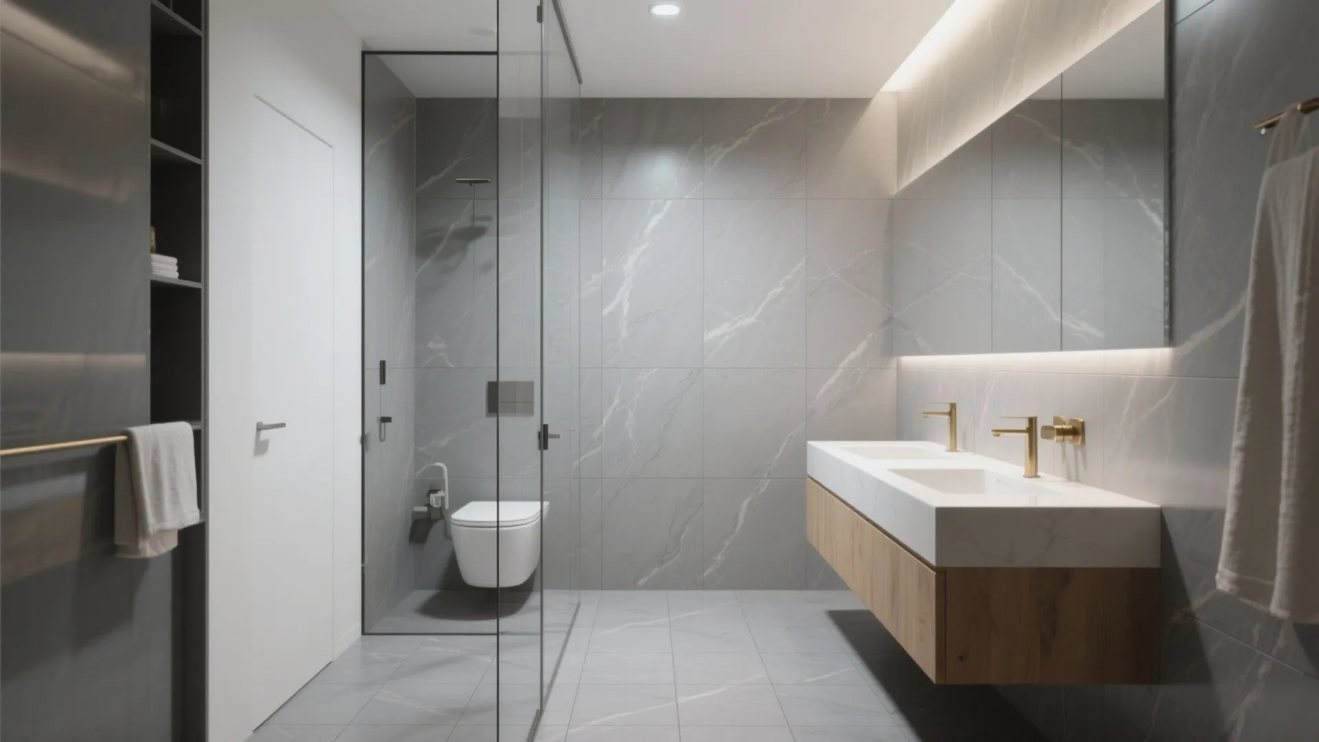 Large-Format Grey Porcelain to Expand Space