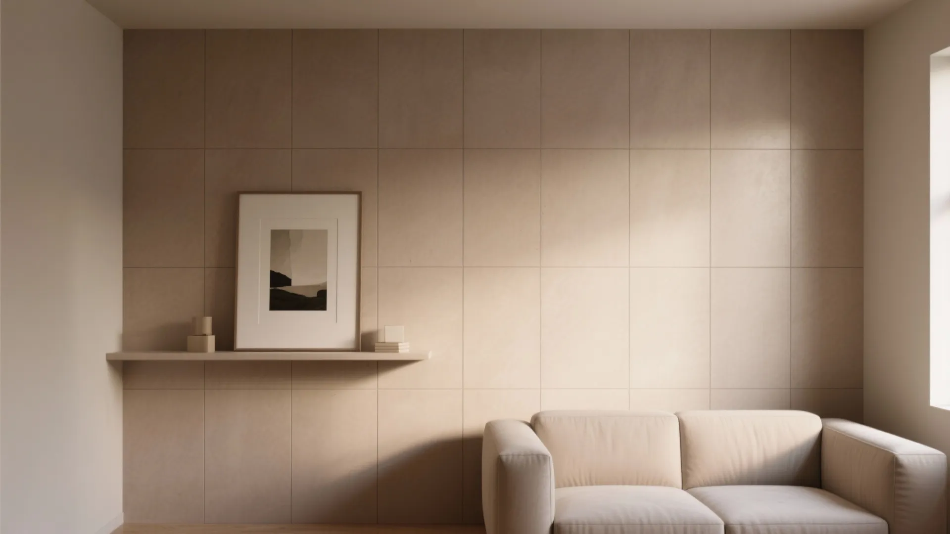 1. Large-format matte tiles for a calm, modern backdrop