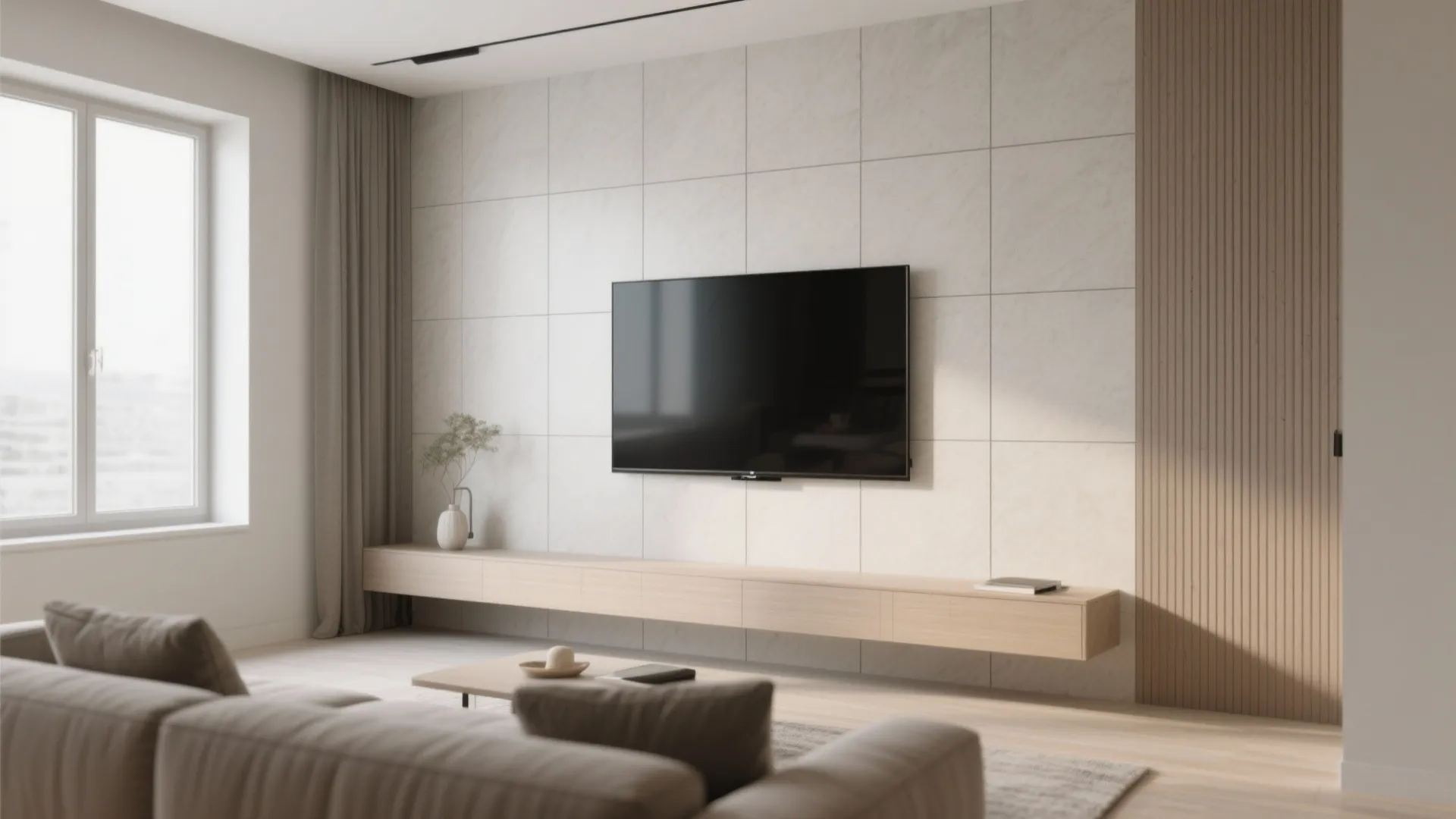 1. Large-format neutral tiles for a seamless backdrop