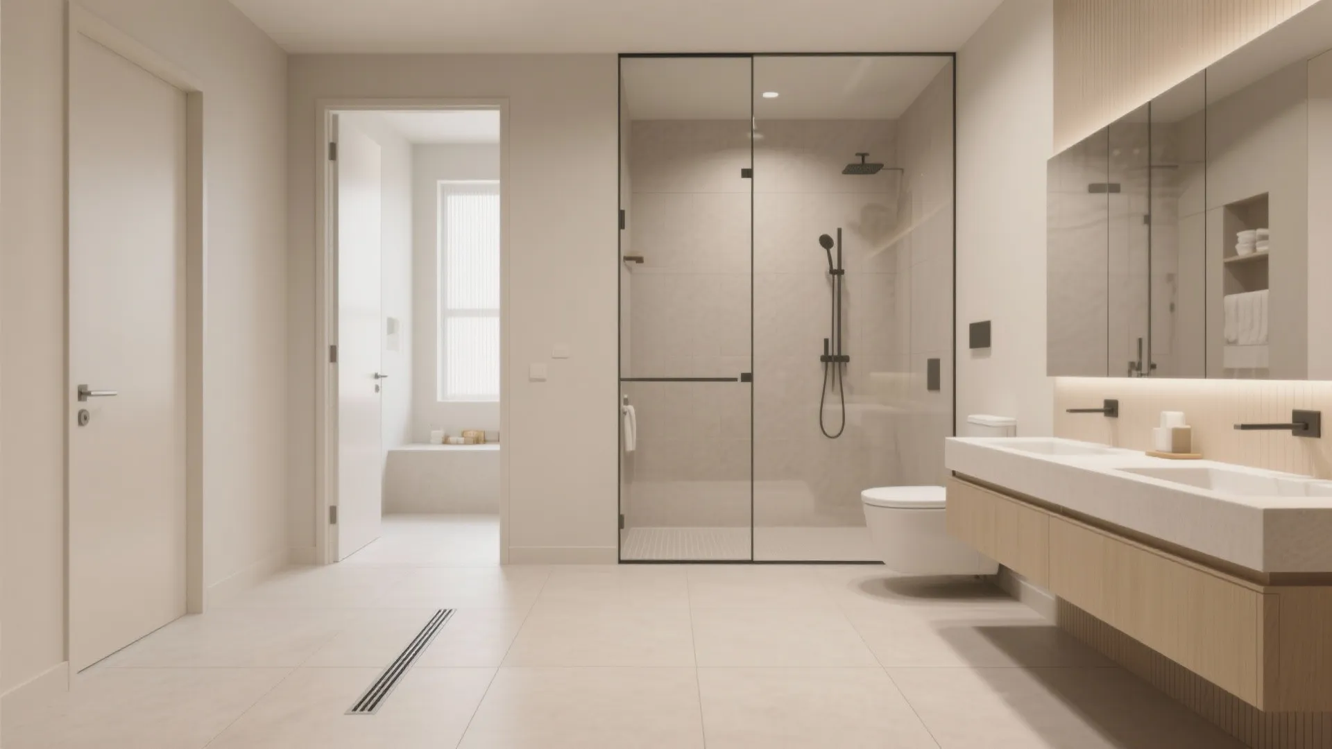 1) Large-Format Porcelain With Minimal Grout Lines