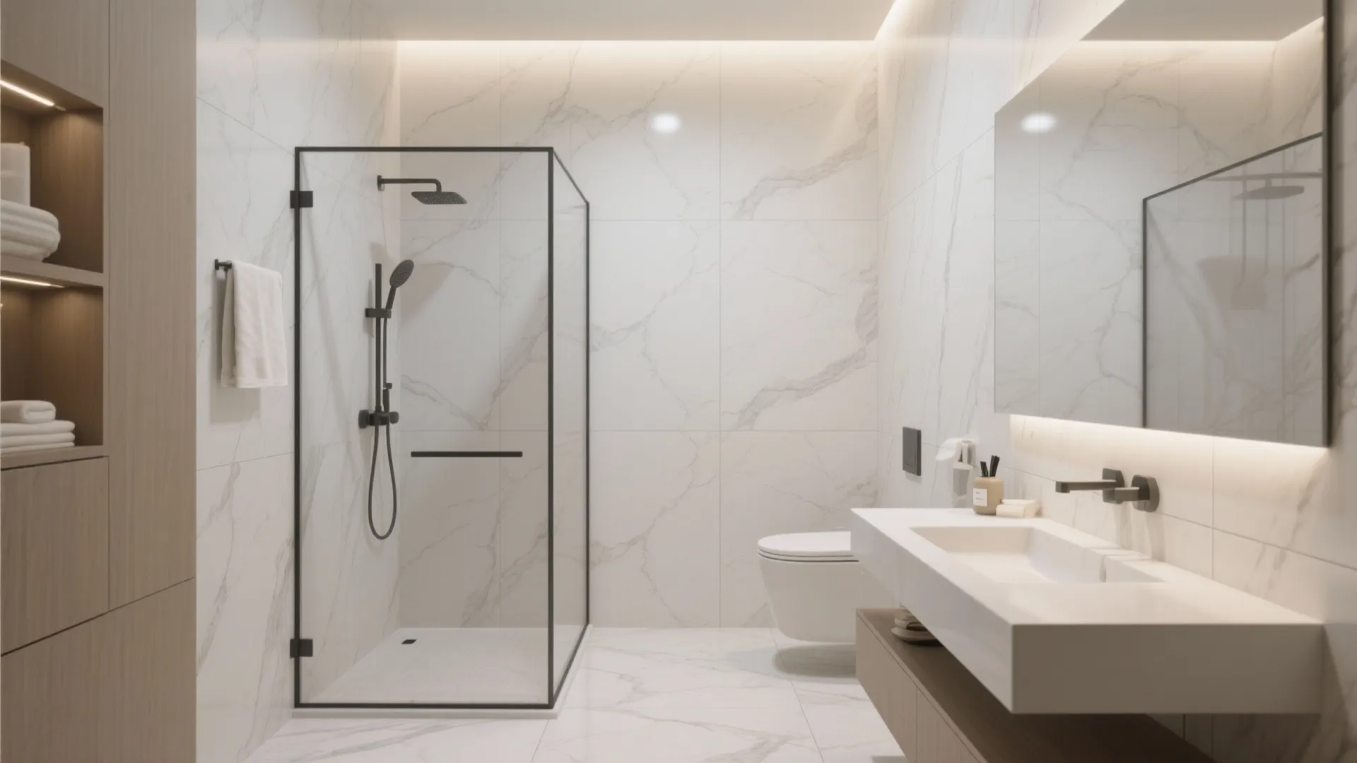 1) Large-Format Porcelain for Fewer Grout Lines