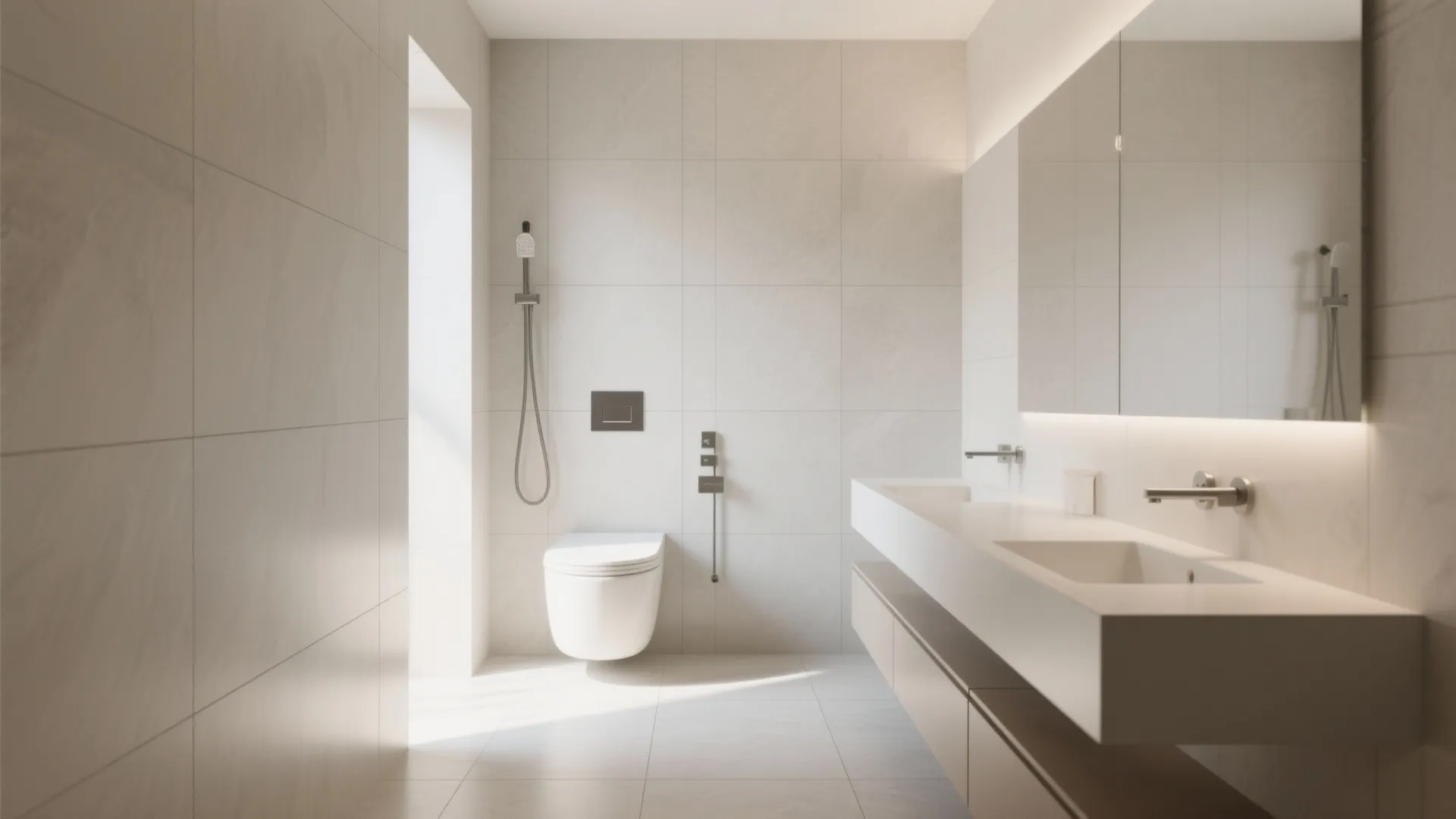 Large-Format Porcelain for Seamless Walls and Floors