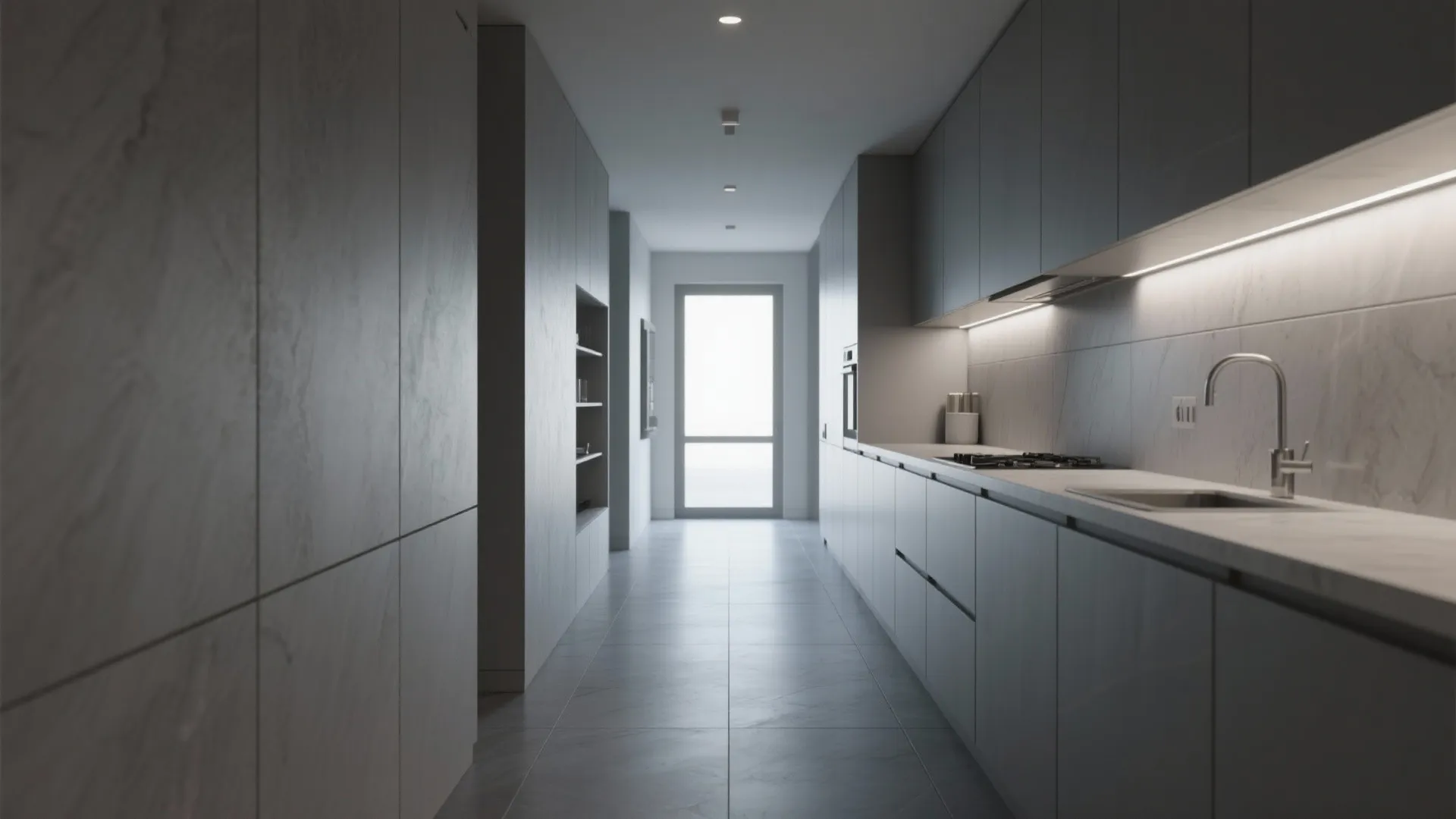 2. Large-format porcelain slabs to minimize grout lines