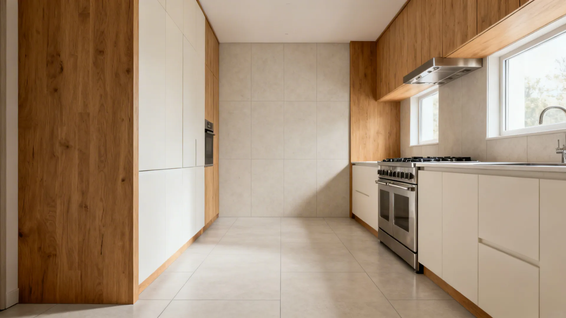 Large-format porcelain to visually expand space