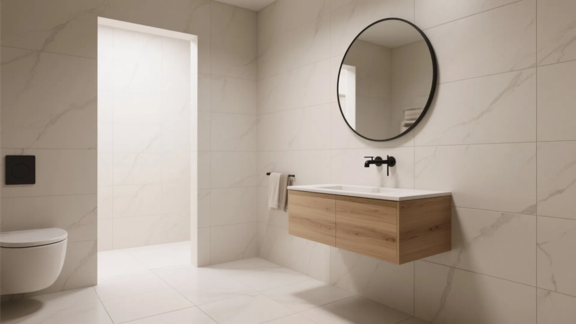 Large-format porcelain with minimal grout