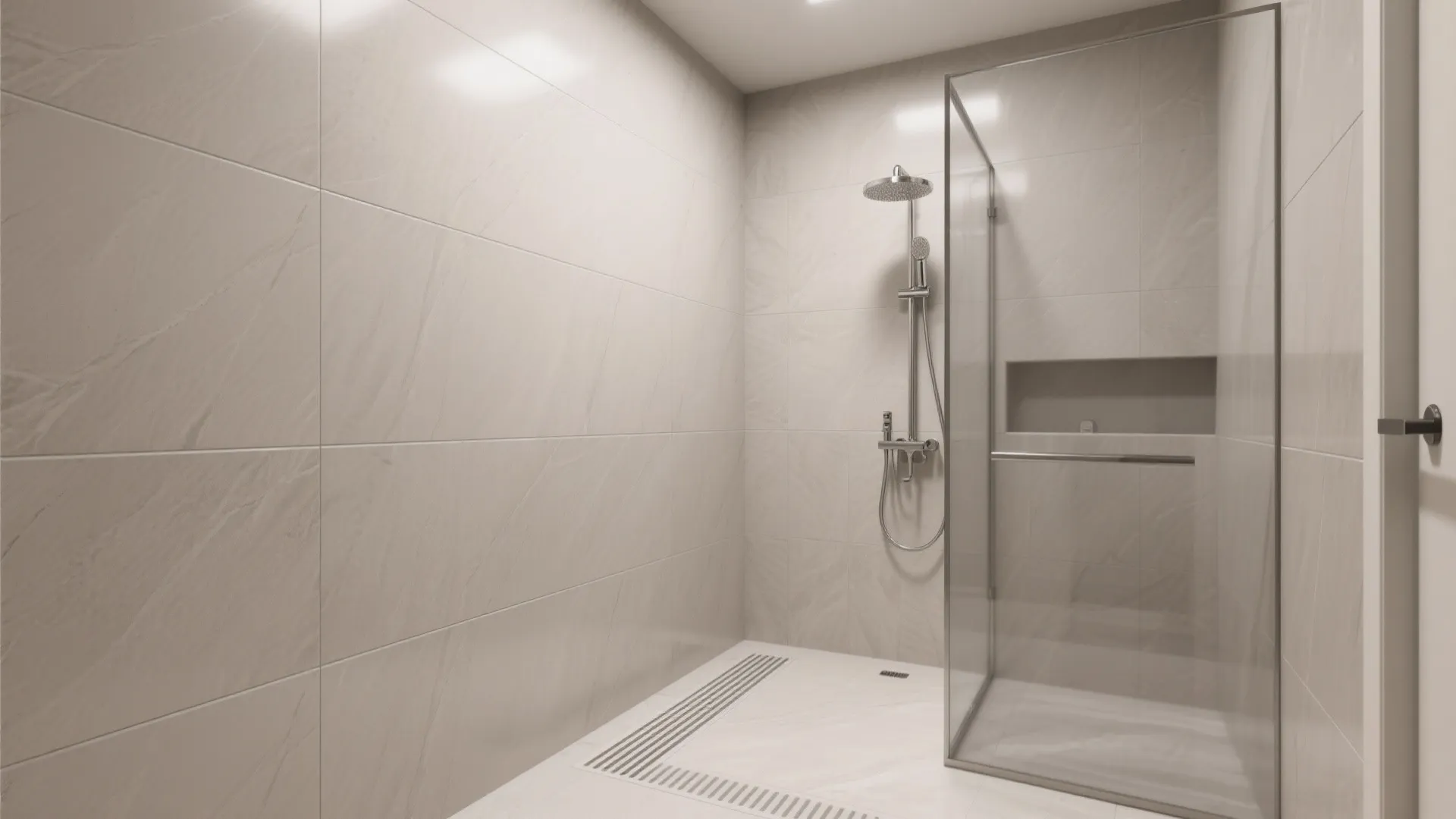 Large-format tiles to reduce grout and cleanup