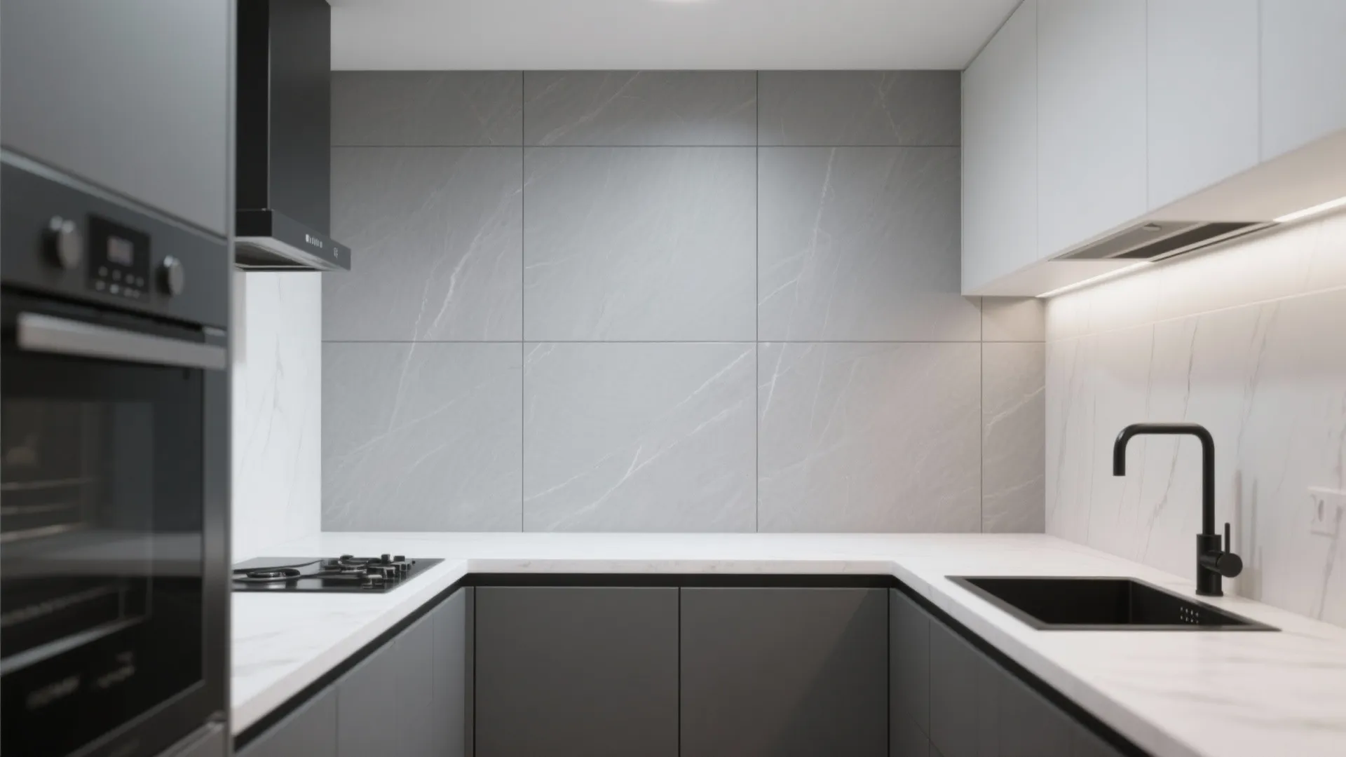 4. Large-format gray slab for minimalism