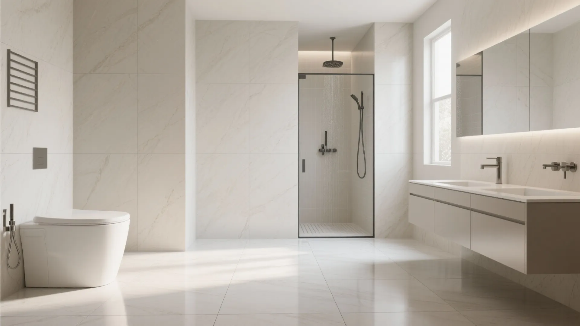 2. Large-format porcelain slabs