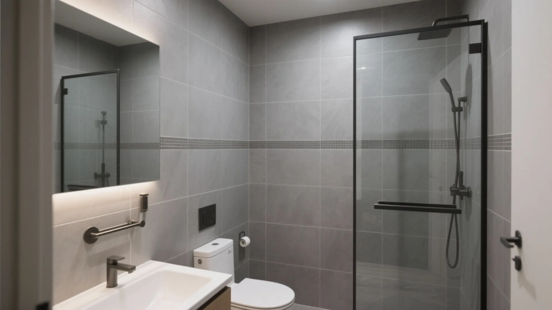 Large-Format Gray Tiles and Vertical Stacks