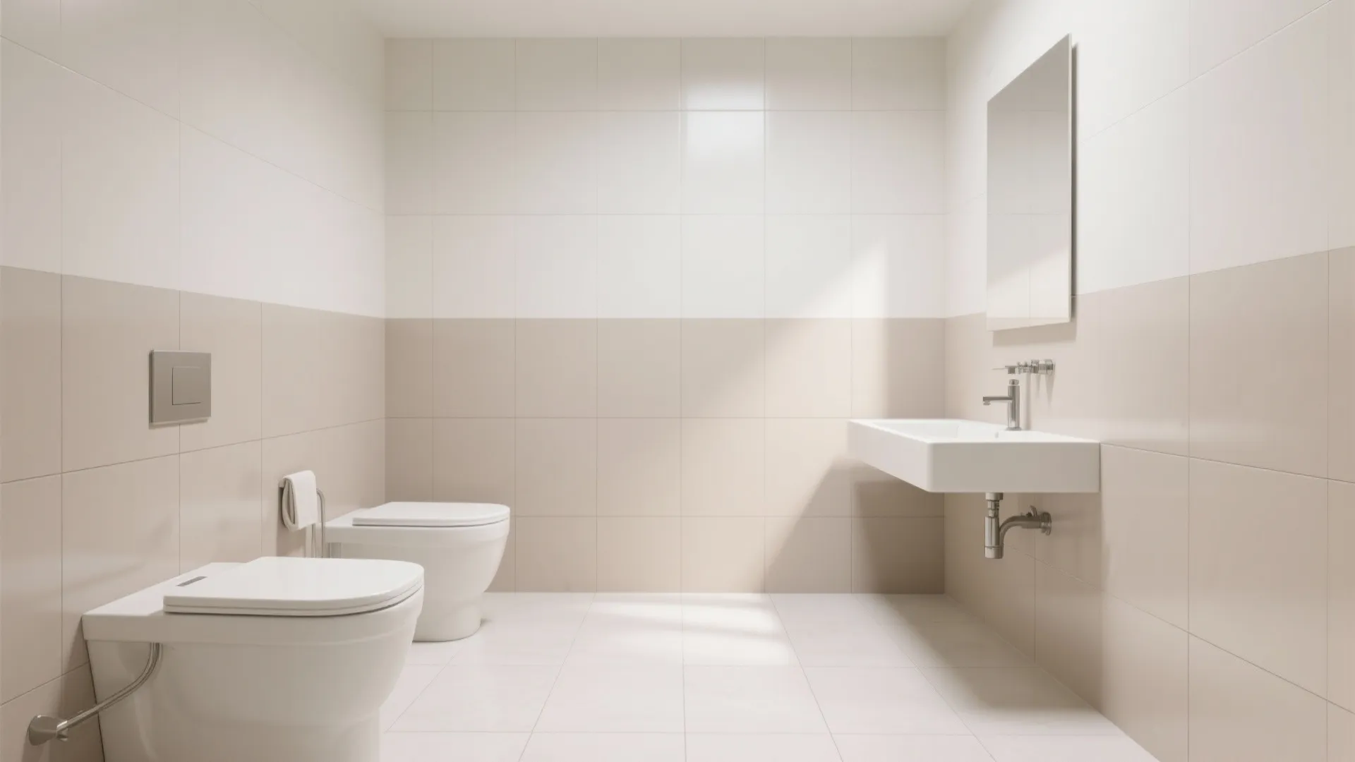 Large-format tile with continuous grout lines