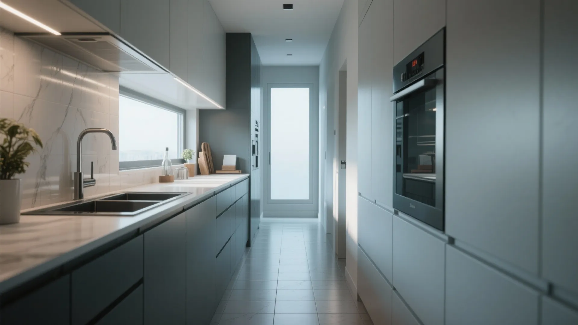 3. Sleek Large-Format Tiles