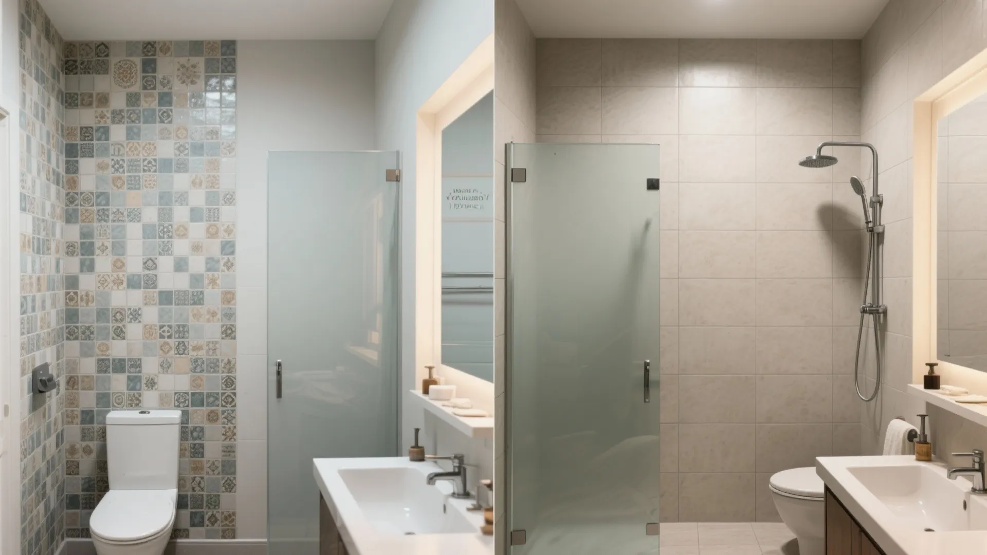Large-format tiles to visually expand compact bathrooms