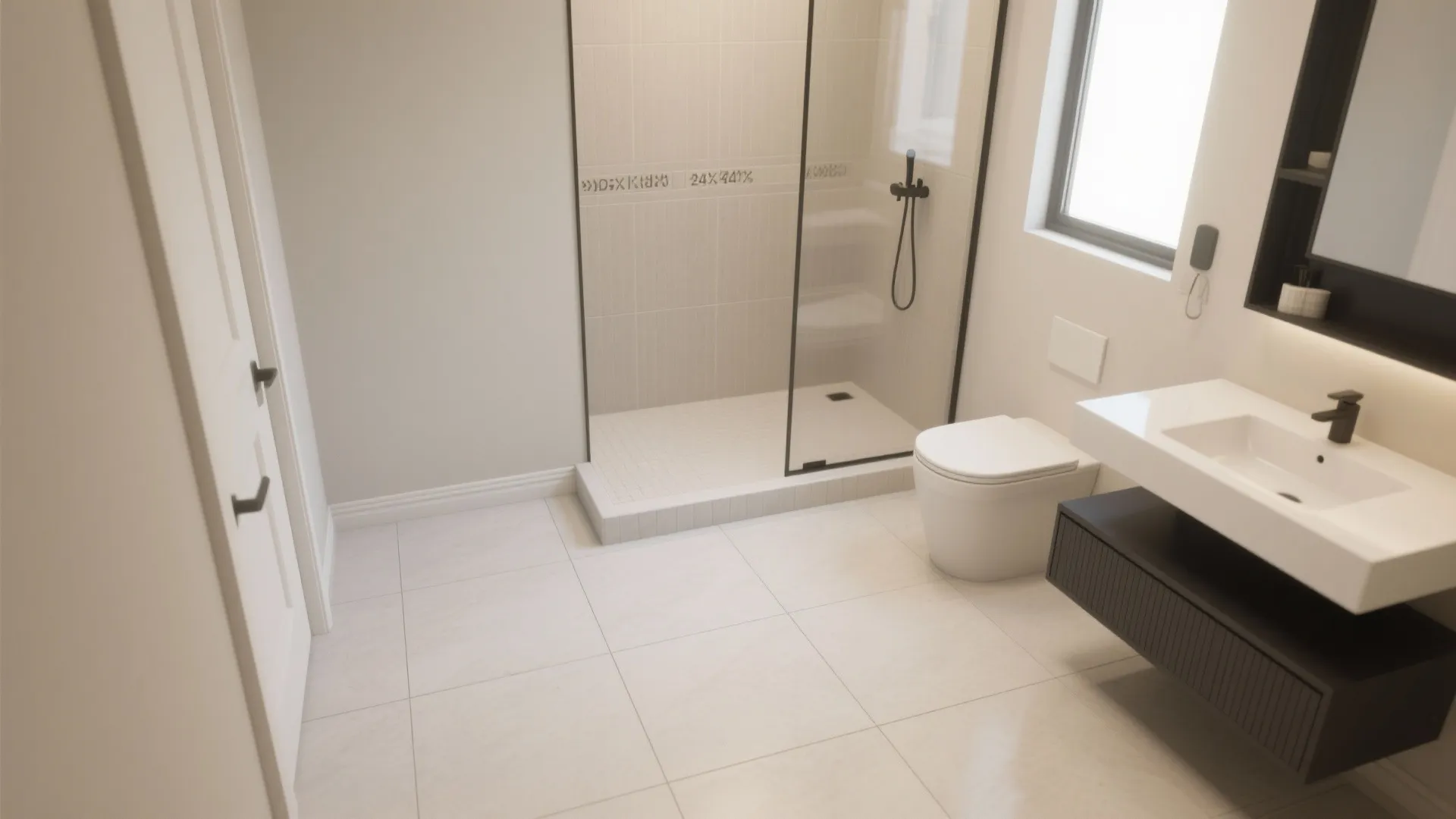 2) Large-format ceramic to reduce seams