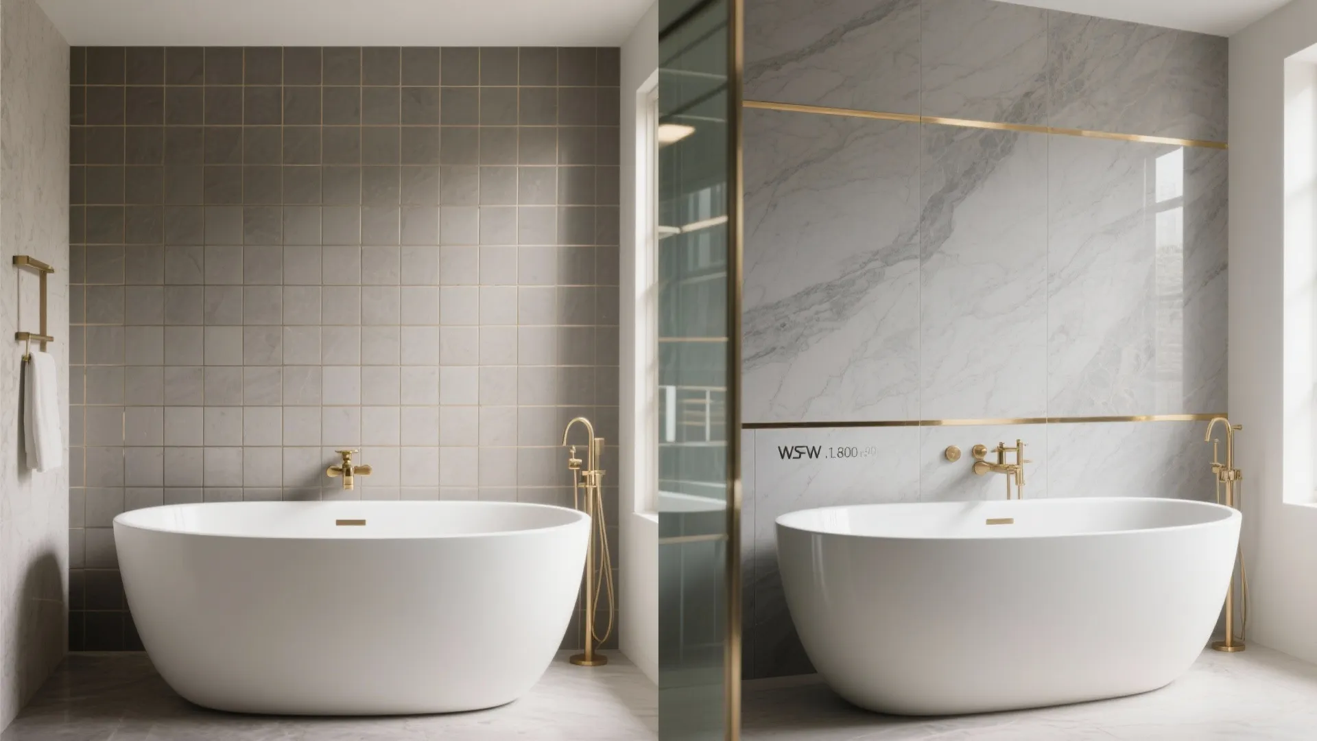 Large-Format Grey Tiles for Seamless, Low-Grout Walls