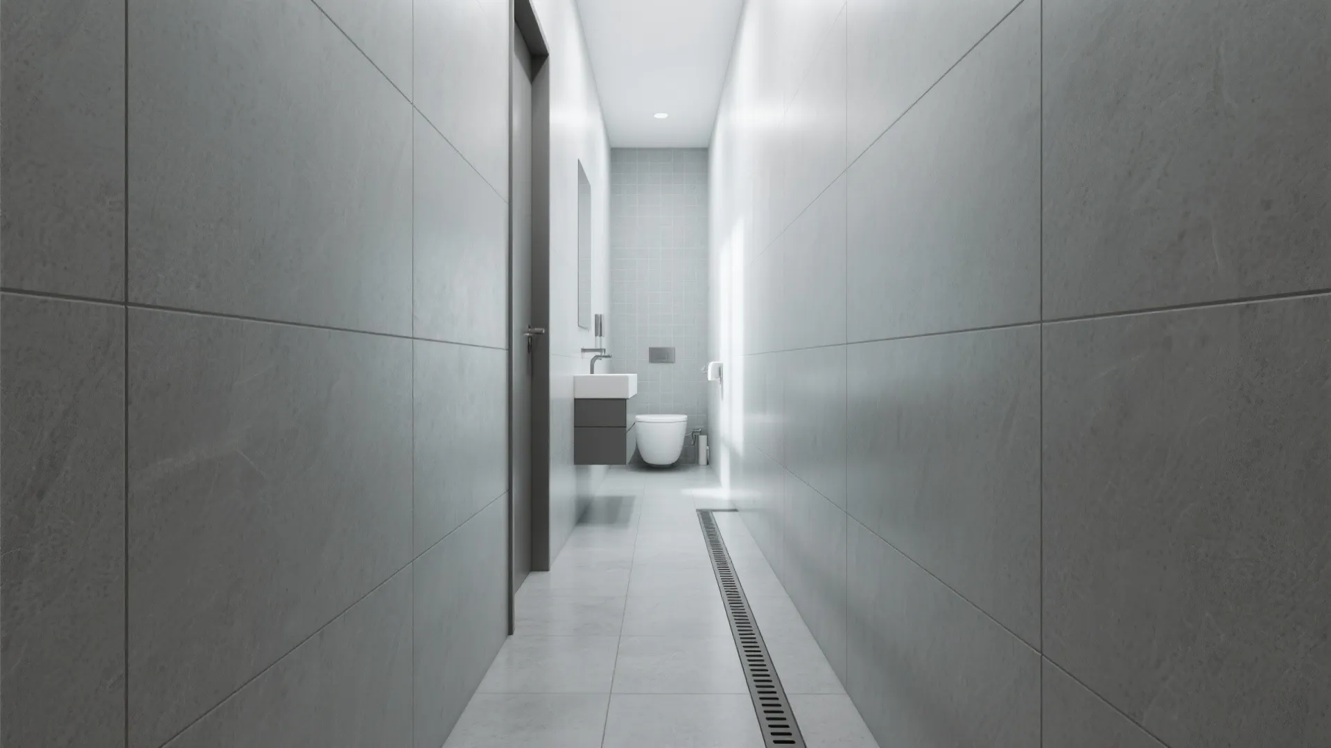 Large-format tiles with purposeful grout lanes