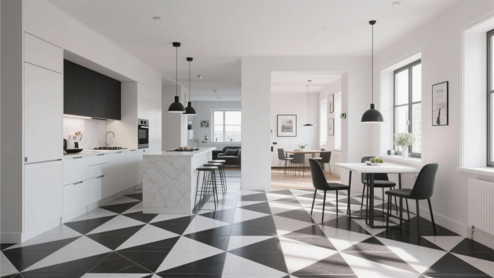 2. Large-Scale Geometric Tiles for a Modern Feel