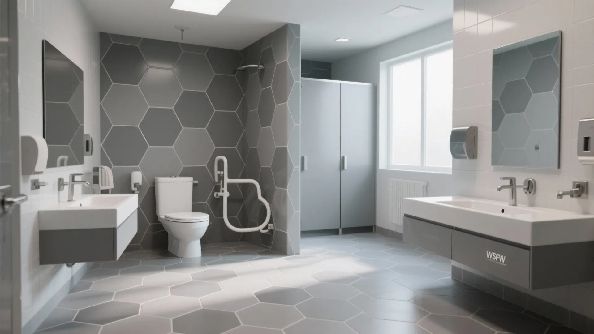 5. Modern Classic: Large Hex with Minimal Grout Lines