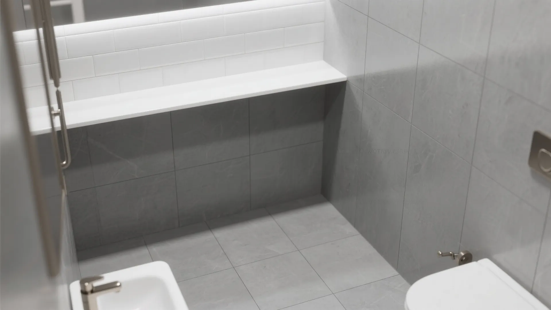 1. Large-format matte grey with glossy white accents