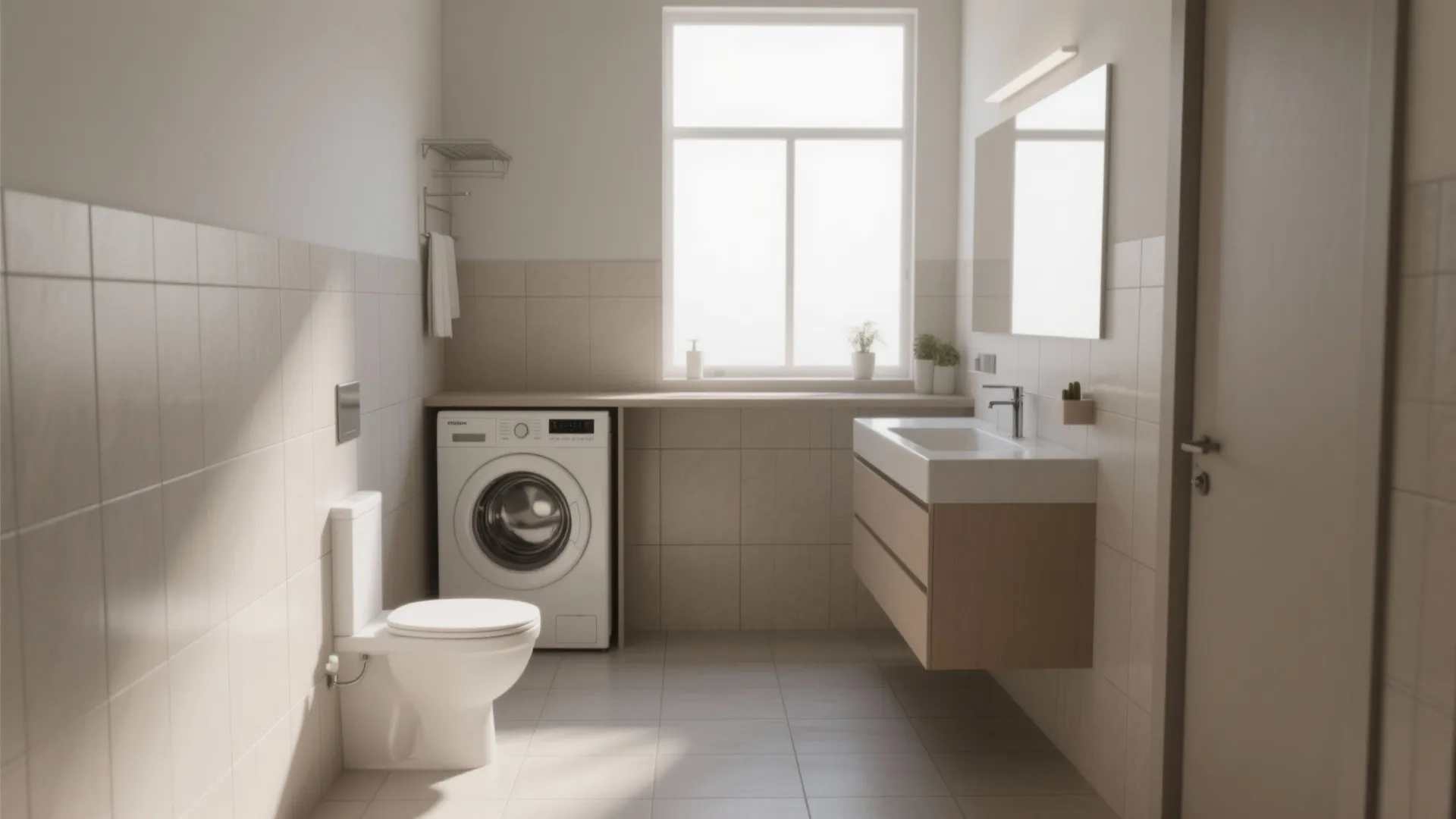 2. Large-Format Matte Tiles for a Seamless Feel