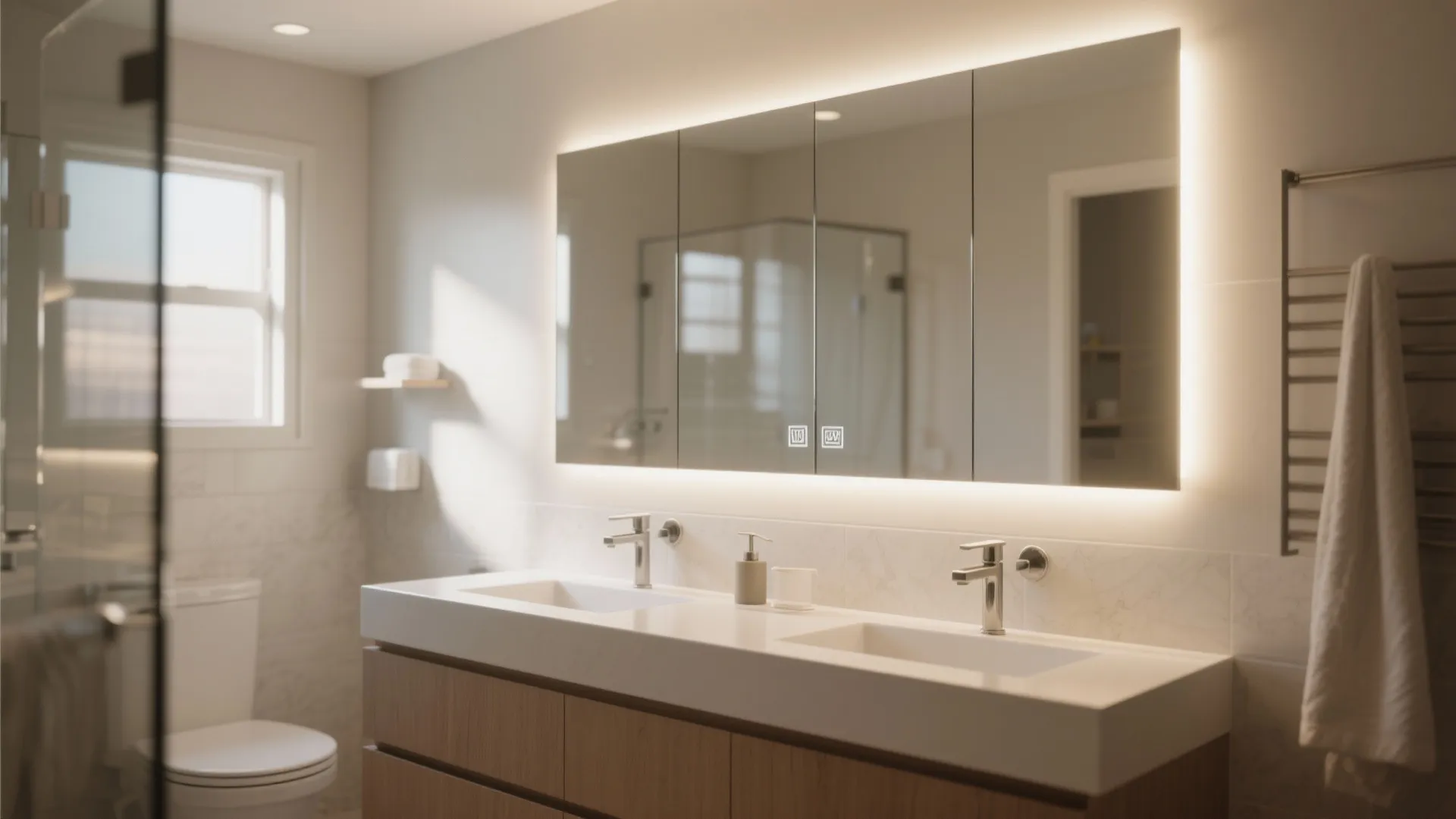 Idea 4: Large Mirrors with Integrated Lighting