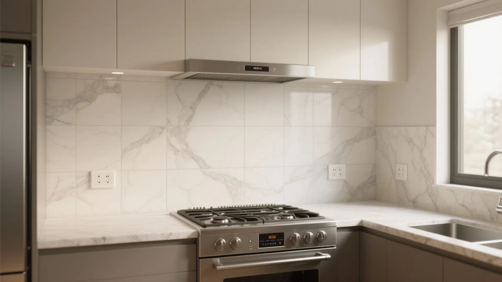 2) Go large-format to shrink grout lines