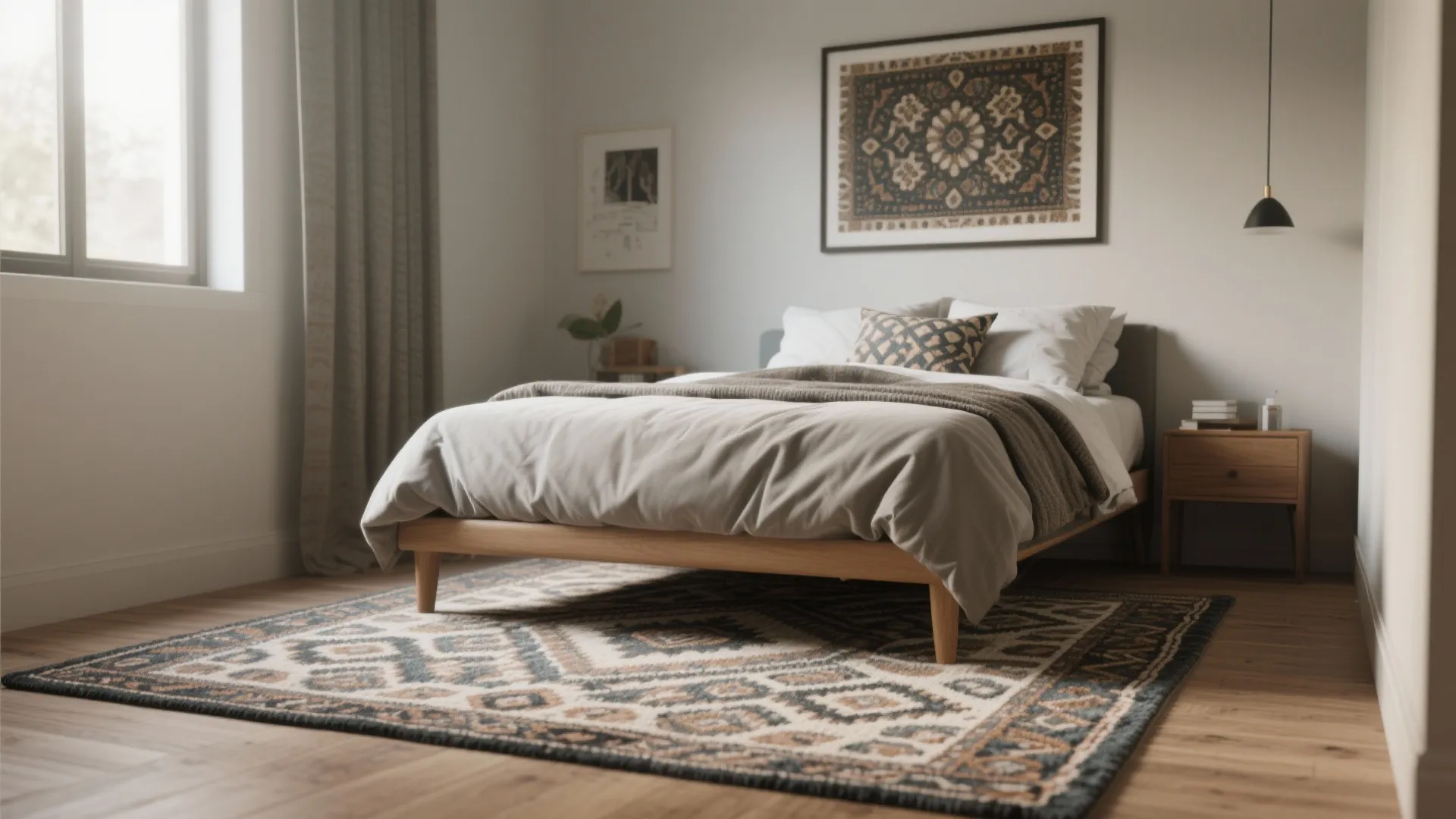 1. Anchor with a large patterned rug