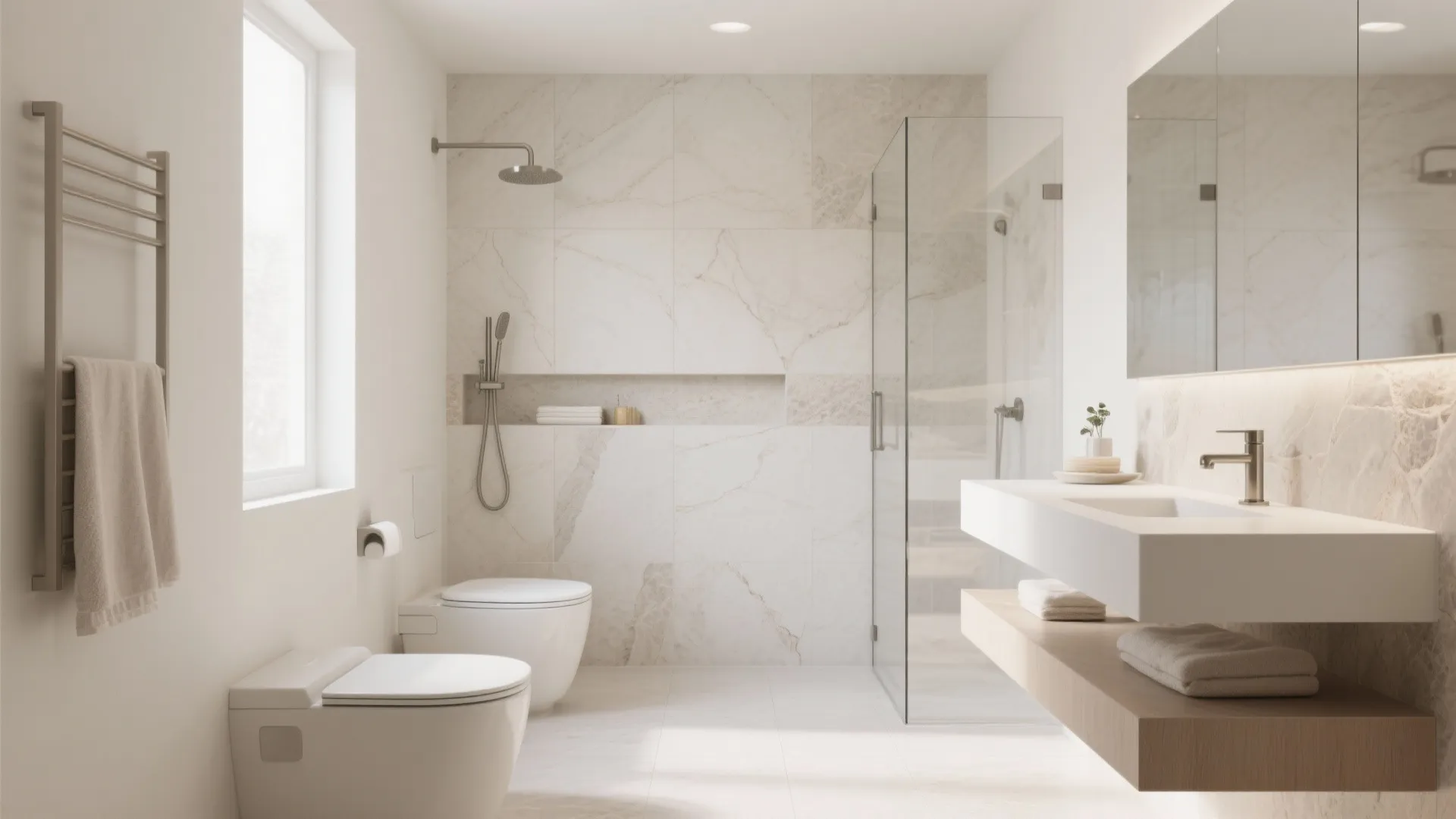 Large-format porcelain for serene, seamless planes