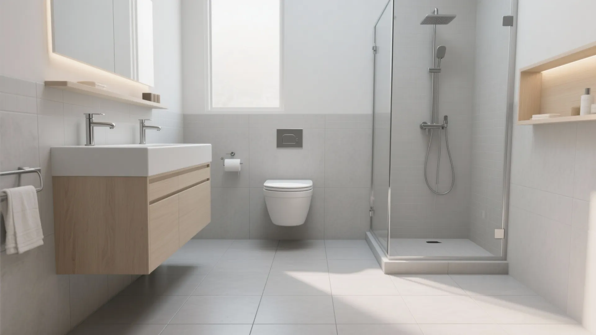 1) Large-Format Porcelain to Calm the Floor