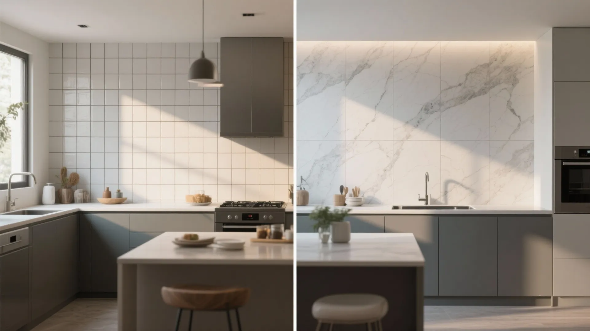 4. Large-format porcelain slabs for a seamless look