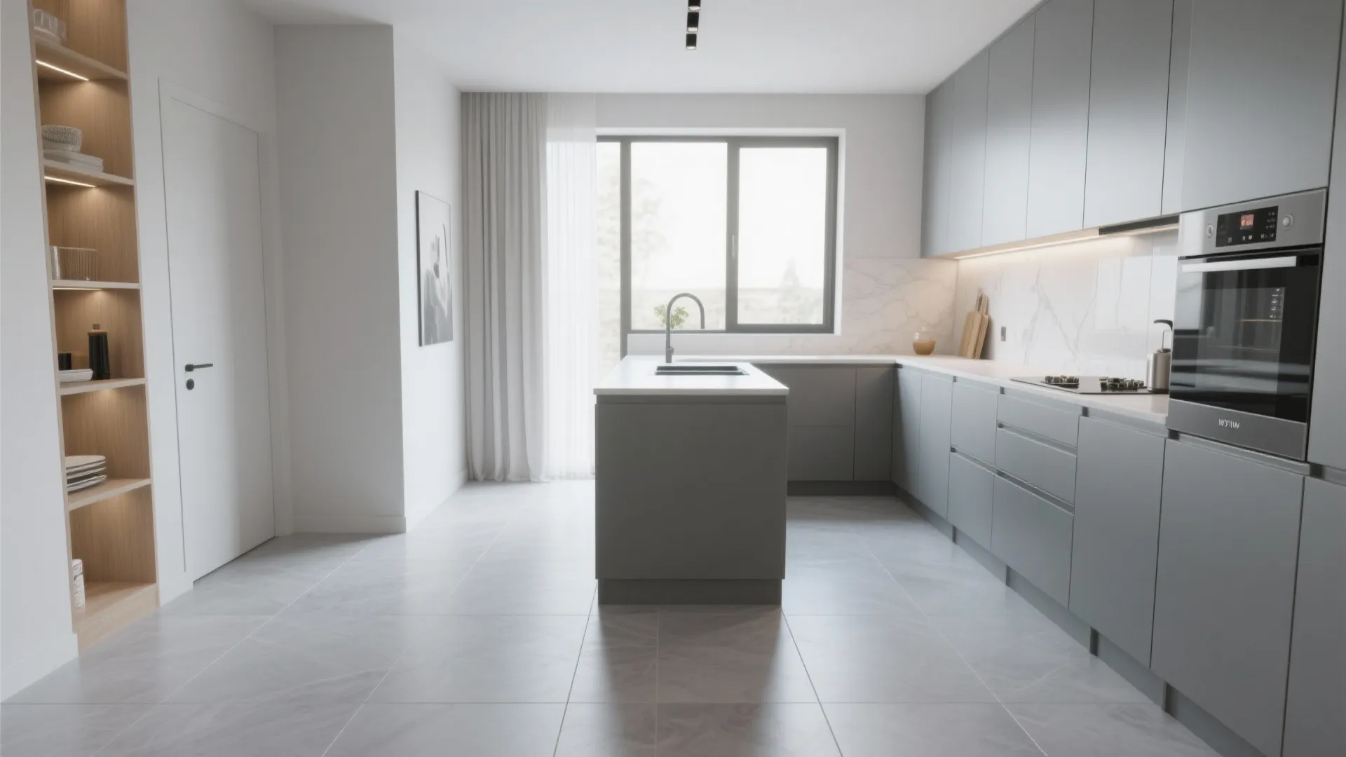 1. Large-Format Porcelain Tiles