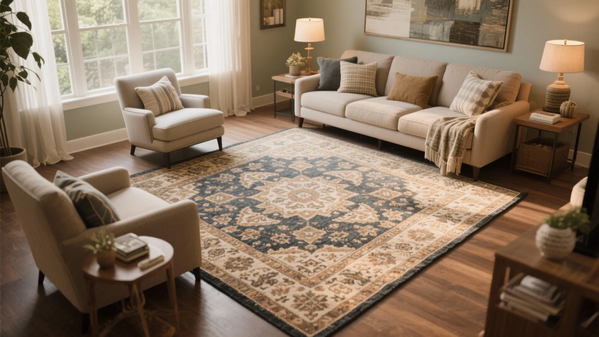 8. Large Rug to Anchor the Room