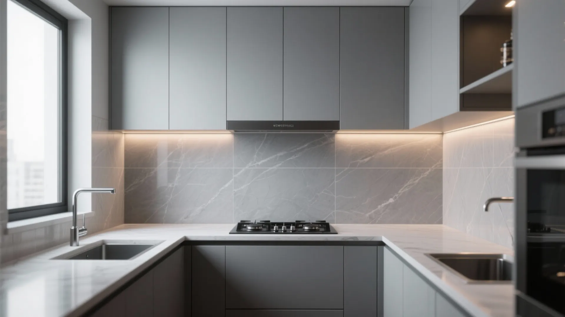 4. Large Format Grey Slabs for Seamless Elegance